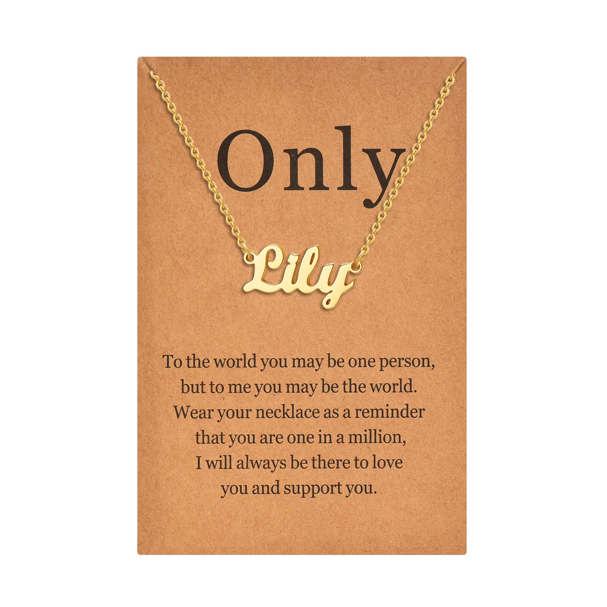 Lcherry Personalized Name Necklace for Women - 18K Gold Plated Custom Nameplate Necklace | Unique Gift for Girls, Wife, Mom | Perfect for Birthdays, Anniversaries, Valentine's Day