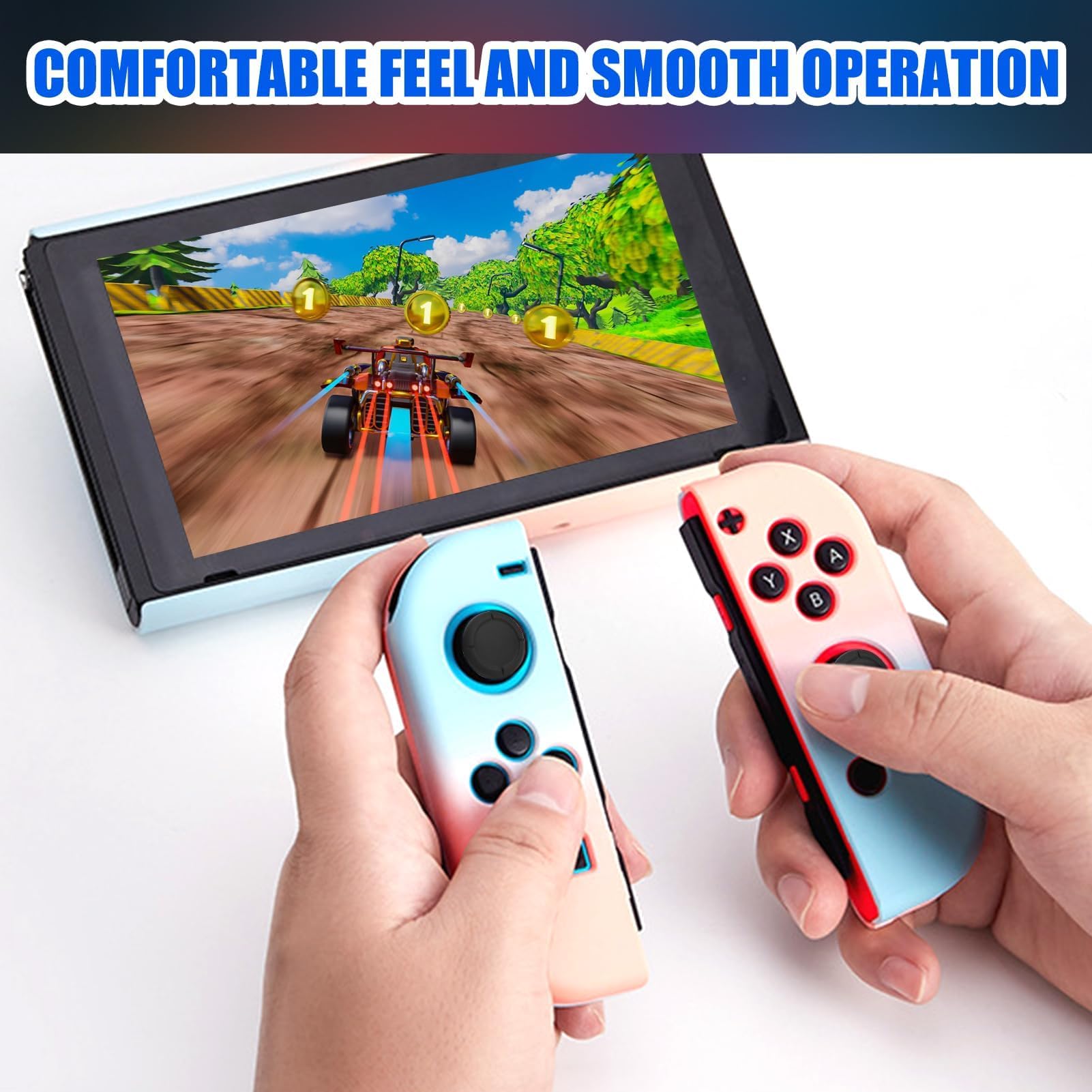 2 Pack Analog Silicone Thumb Grip Covers for Nintendo Switch Joy-Con - Replacement Joystick Caps Protector for Enhanced Gaming Comfort & Grip - Perfect for Switch, Switch Lite, and OLED Models