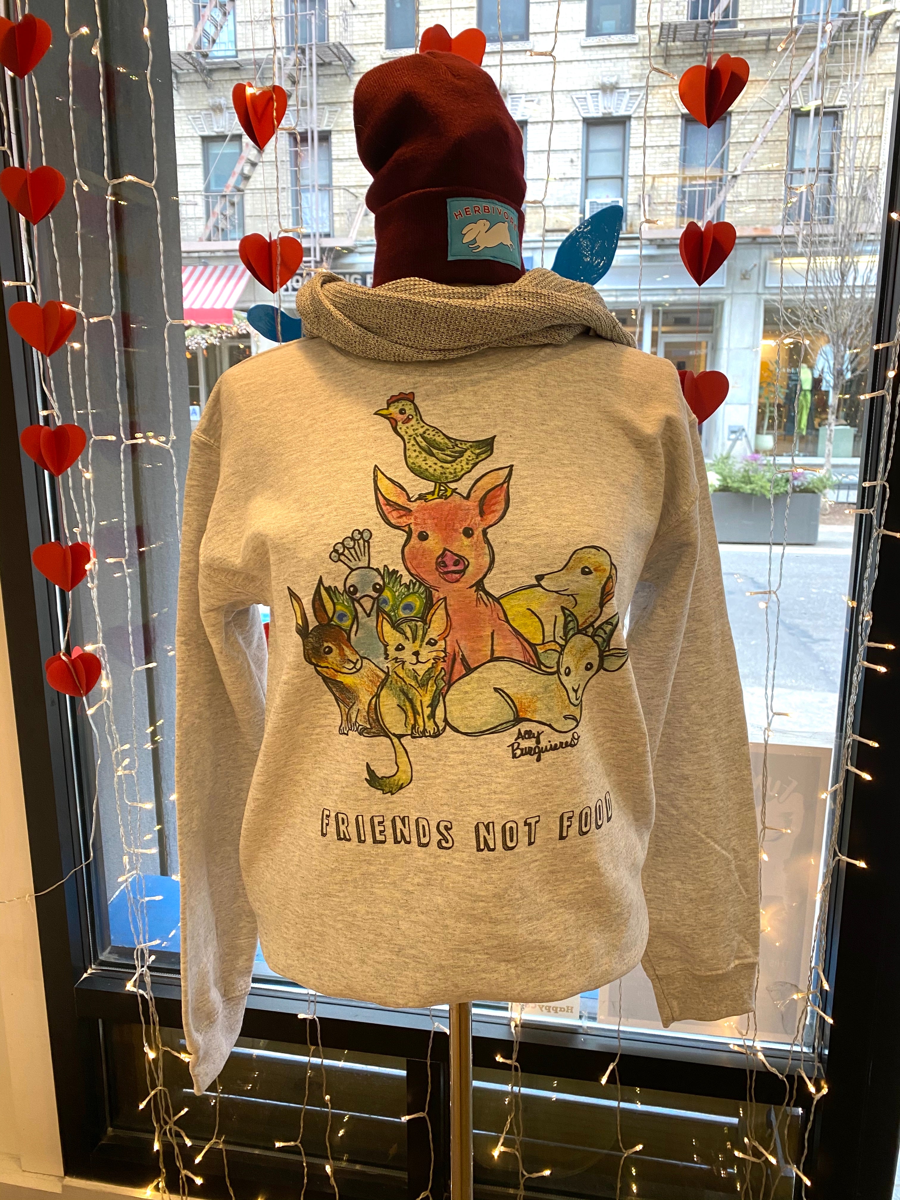 Friends Not Food Vegan Sweatshirt - Cocoally Eco-Friendly Apparel for Animal Lovers & Ethical Fashion