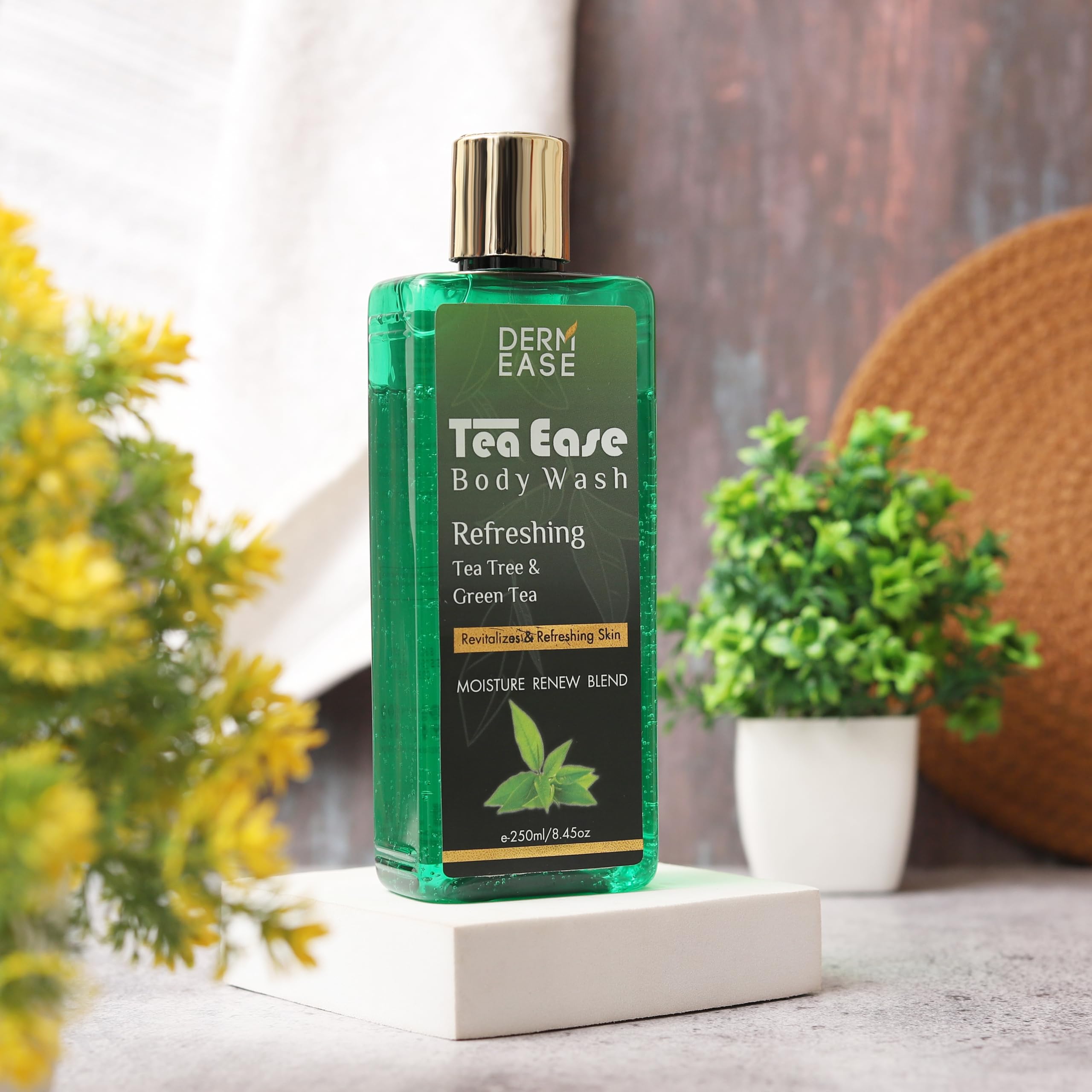 DERMEASE Tea Ease Green Tea & Tea Tree Body Wash 250ml - Soothing & Refreshing Cleanser for Sensitive Skin - Perfect for Daily Shower & Post-Workout Refreshment