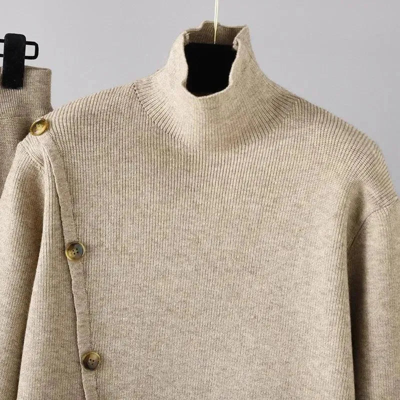 Warm & Stylish Women's Wool Two-Piece Pants Set - Perfect for Winter Outfits & Office Wear