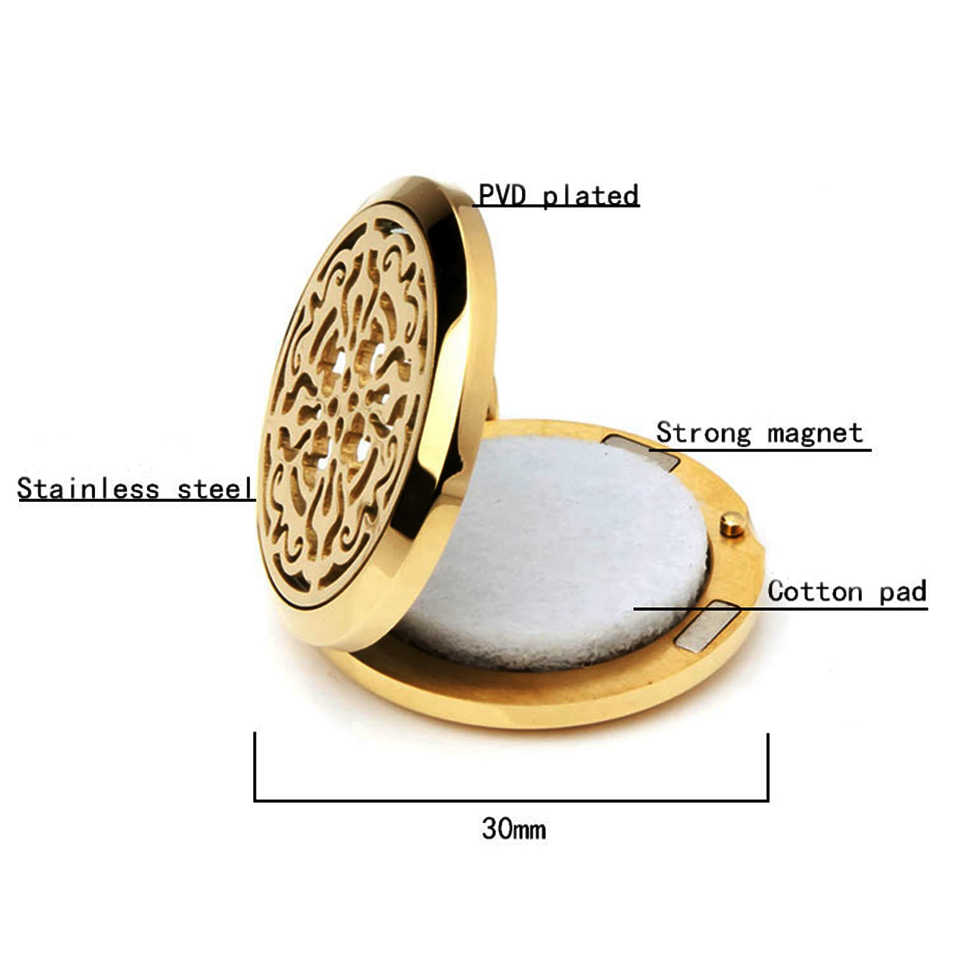 Norse Vikings Amulet Essential Oil Diffuser Necklace - Stainless Steel Aromatherapy Locket for Women - Gold Scent Jewelry for Stress Relief, Yoga & Meditation Accessories