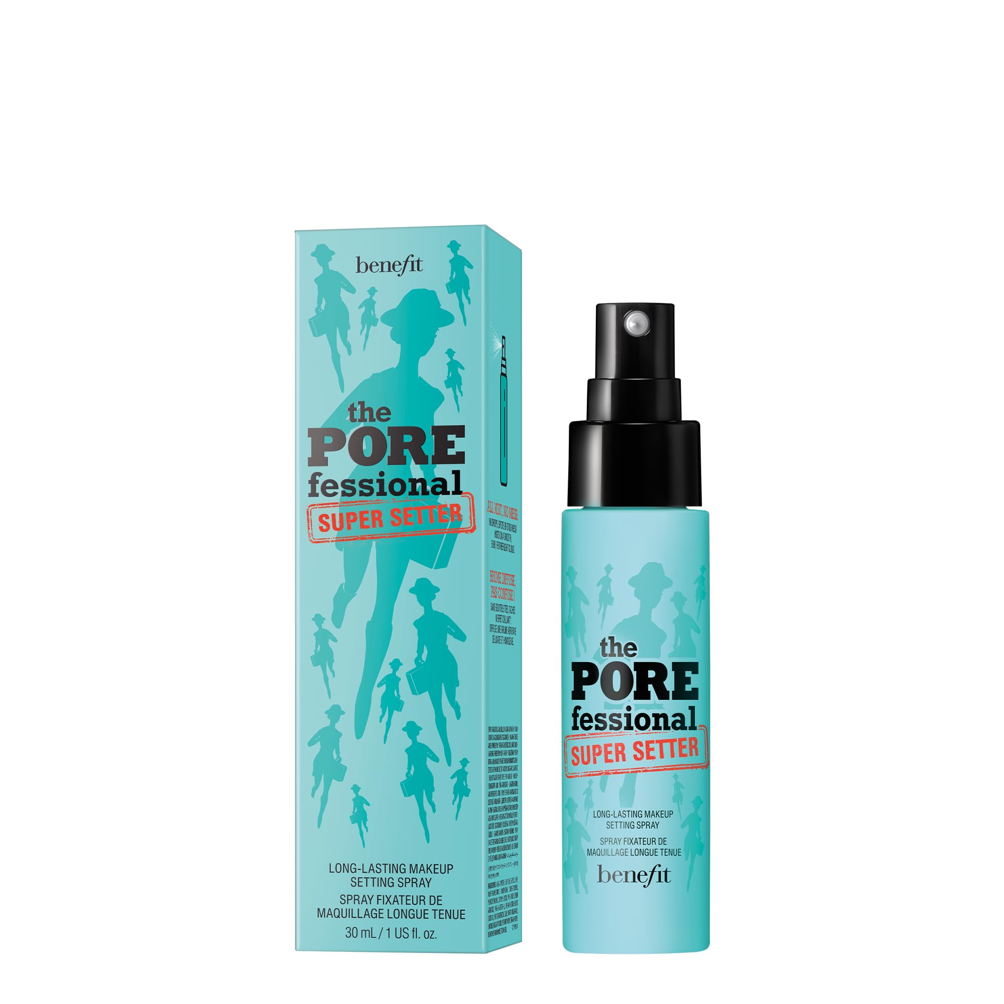 Benefit Cosmetics The POREfessional Super Setter Makeup Setting Spray - Long Lasting Face Primer for Flawless Finish (1.0 oz Travel Size) | Perfect for On-the-Go Touch Ups & Airplane Travel