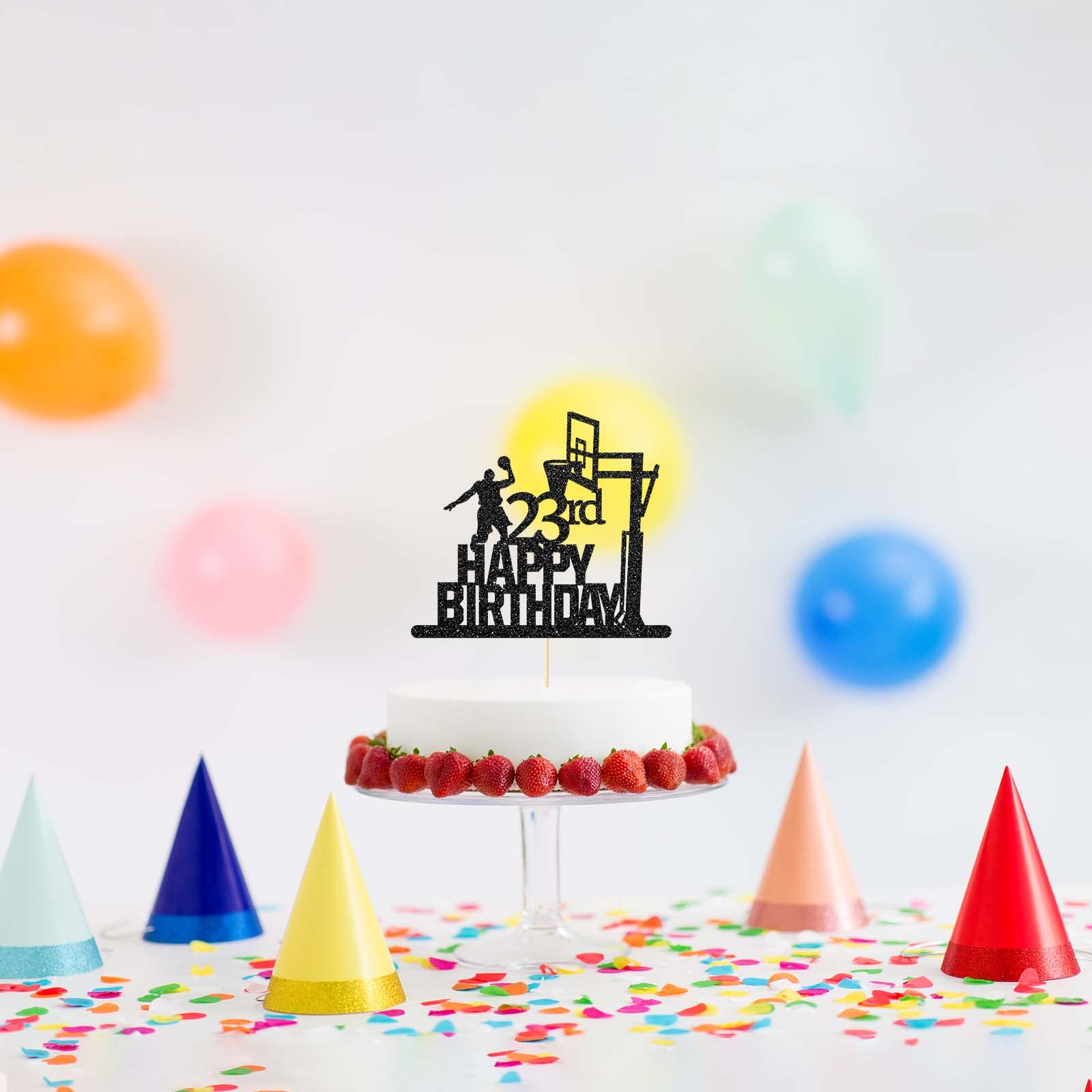 Basketball Theme 23rd Birthday Cake Topper - Glitter Sports Decor for Basketball Players & PE Students - Shooting Action Sign Party Supplies - Perfect for Sports-Themed Birthday Celebrations & Athlete Milestones