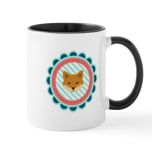 White/Black Inside - Baby Fox Patch Mugs