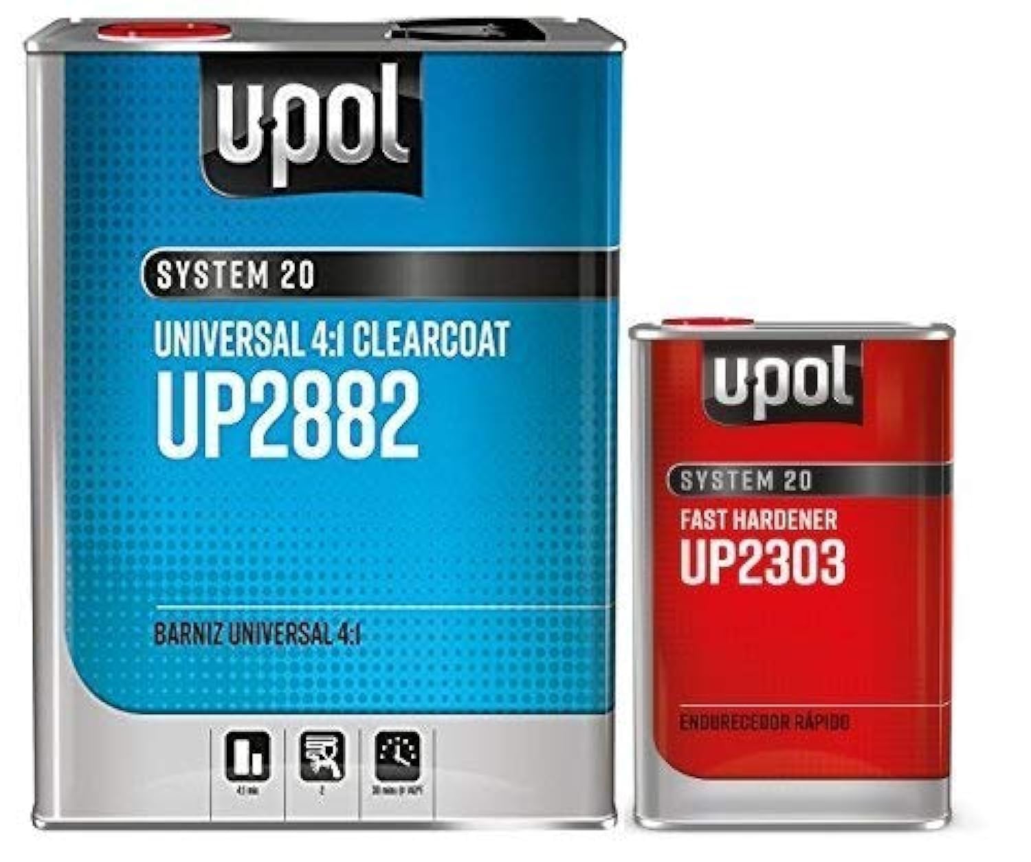U-POL 2882 Fast KIT 4:1 Urethane Clearcoat - Universal Automotive Clear Coat for Cars, Trucks & Motorcycles - High Gloss Finish & Fast Drying for Professional Body Shop Repairs