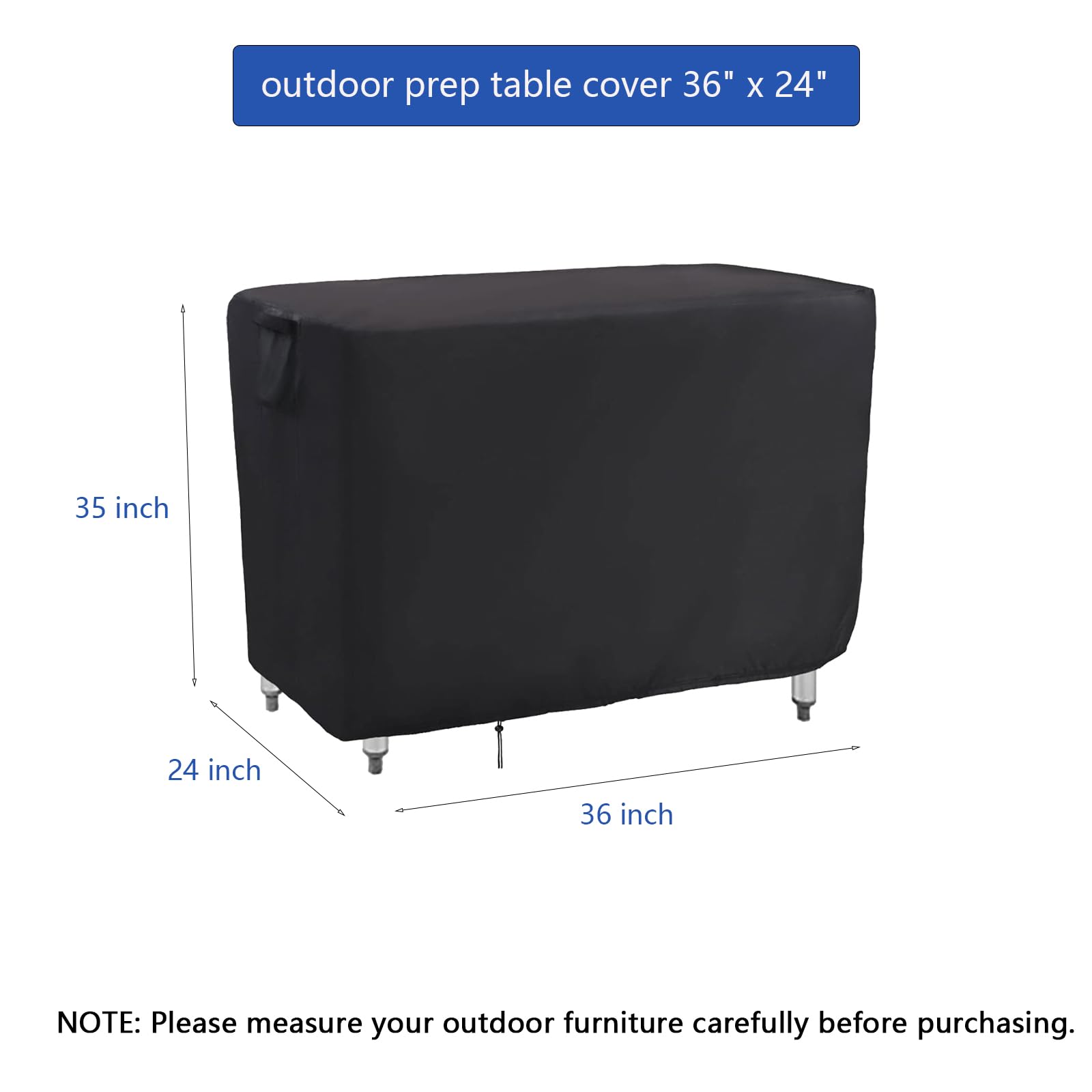 36 Inch Waterproof Outdoor Prep Table Cover - Stainless Steel Patio Work Cover for Grill Cart, Pizza Oven & Outdoor Cooking - 36