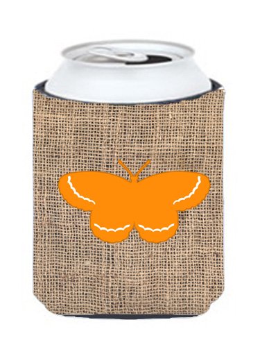 CoolCookware Butterfly Burlap & Orange Can Hugger - Insulated Beverage Sleeve for Beer, Soda & Wine Bottles - Perfect for Picnics, BBQs & Outdoor Parties