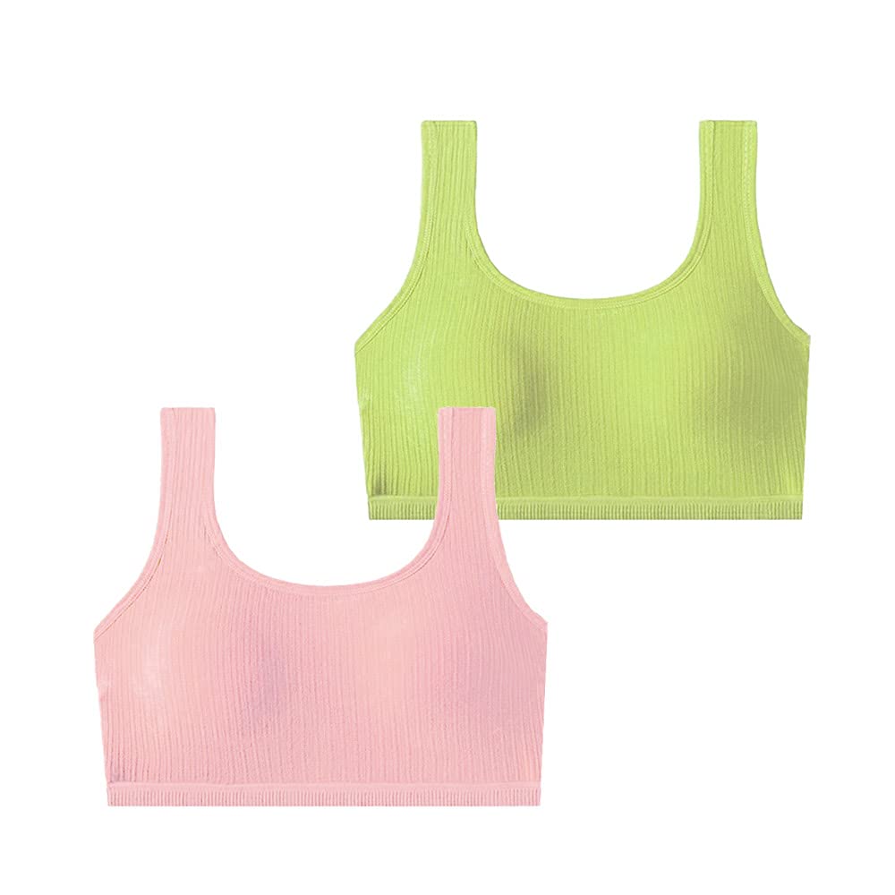 MOONMALLS Women's Wireless Sports Bra 2-Pack - Back Close Stretch Longline Yoga Bra with Built-in Shelf & Padding for Running, Gym & Workouts