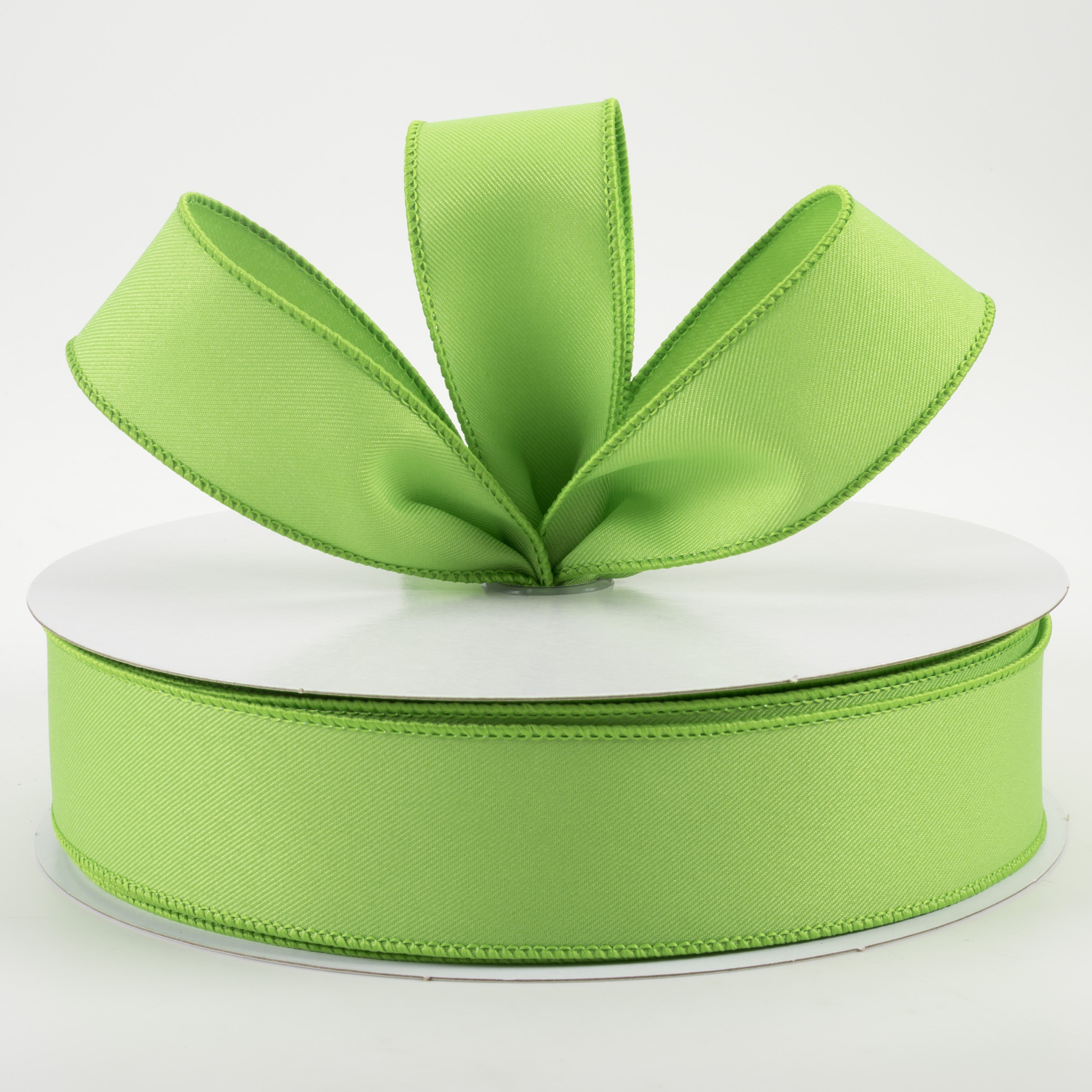 1.5 Inch Diagonal Weave Fabric Ribbon - Lime Green Craft Ribbon (50 Yards) for Gift Wrapping, DIY Crafts, Hair Bows and Party Decorations