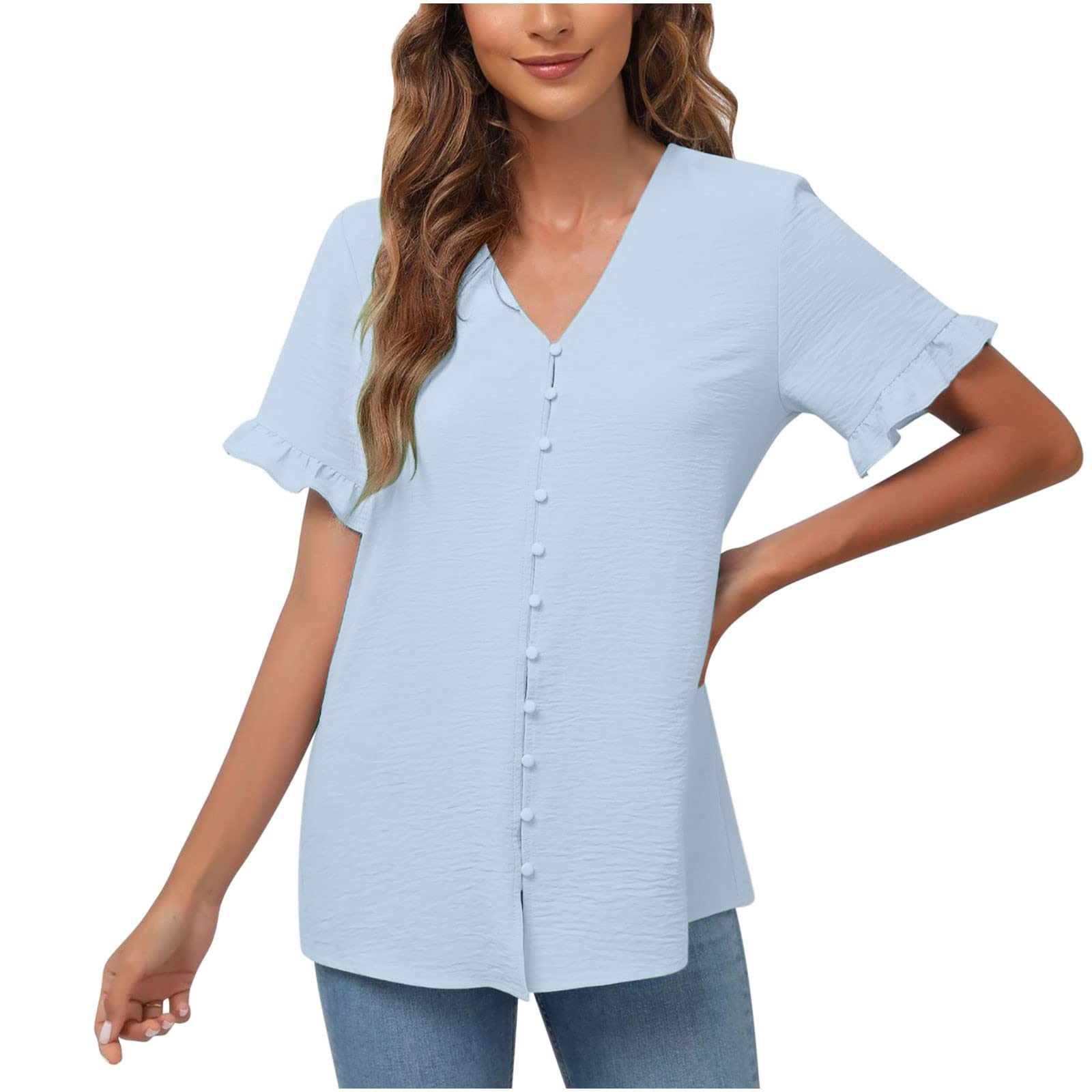 Women's Loose Fit Short Sleeve Tunic Tops - Casual Blouse for Summer | Perfect for Office, Travel & Everyday Wear