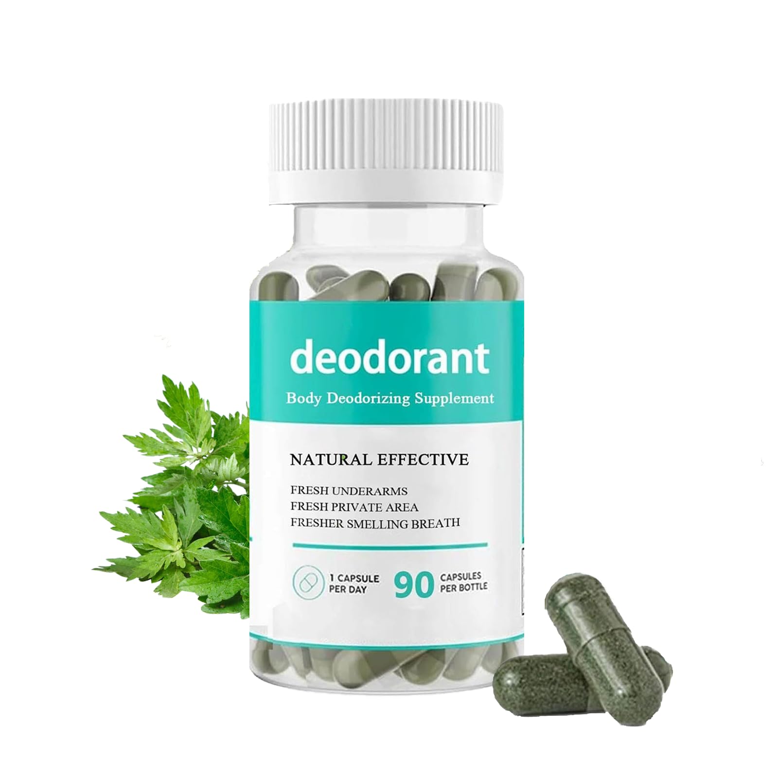 Natural Body Deodorizing Supplement Capsules - 90 Count for Internal Odor Control | Reduce Body Odor from Within | Perfect for Active Lifestyles & Travel