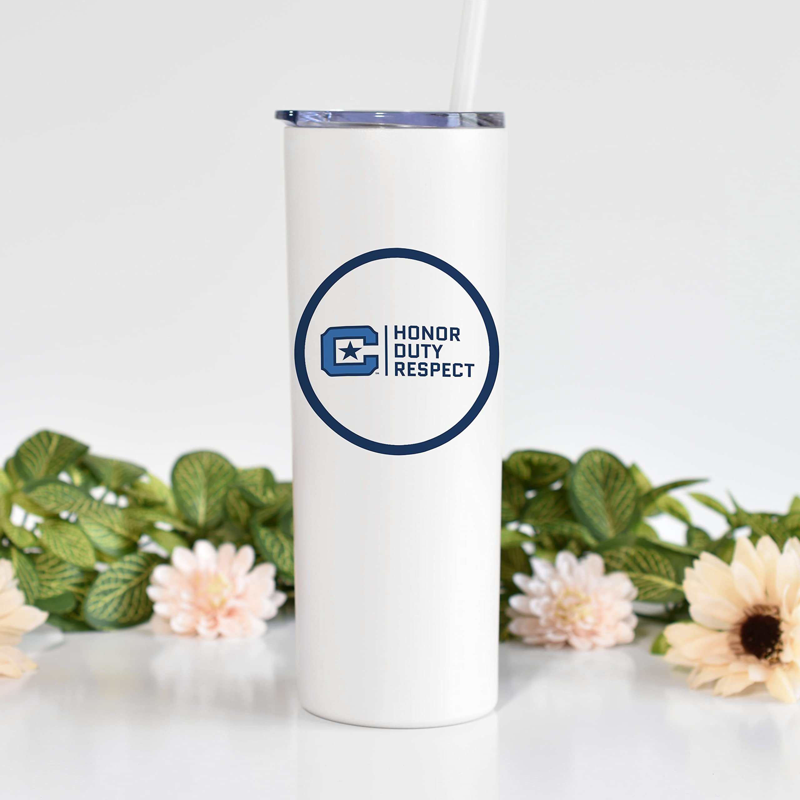 The Citadel Skinny Stainless Steel Tumbler with Straw & Lid - 20oz Double Wall Insulated Water Bottle for Hot & Cold Drinks - Perfect for Gym, Office, Travel & Outdoor Activities