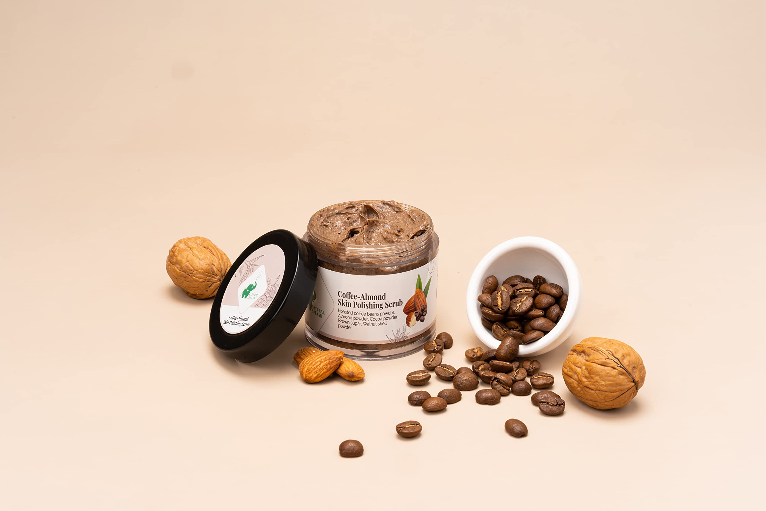 Natural Splash Coffee Almond Skin Polishing Scrub | Exfoliating Face & Body Scrub for Tan Removal | Coffee Scrub with Walnut, Cocoa & Almond Powder | Skin Brightening & Smoothing Treatment | Perfect for Spa Day & At-Home Skincare Routine