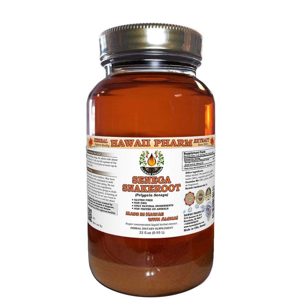 Organic Senega Snakeroot Liquid Extract & Root Powder Tincture - Polygala Senega Herbal Supplement - 32 fl.oz - Made in USA by Hawaii Pharm - Natural Remedy for Respiratory Health & Immune Support - Perfect for Herbal Teas, Tinctures & Holistic Wellness Routines