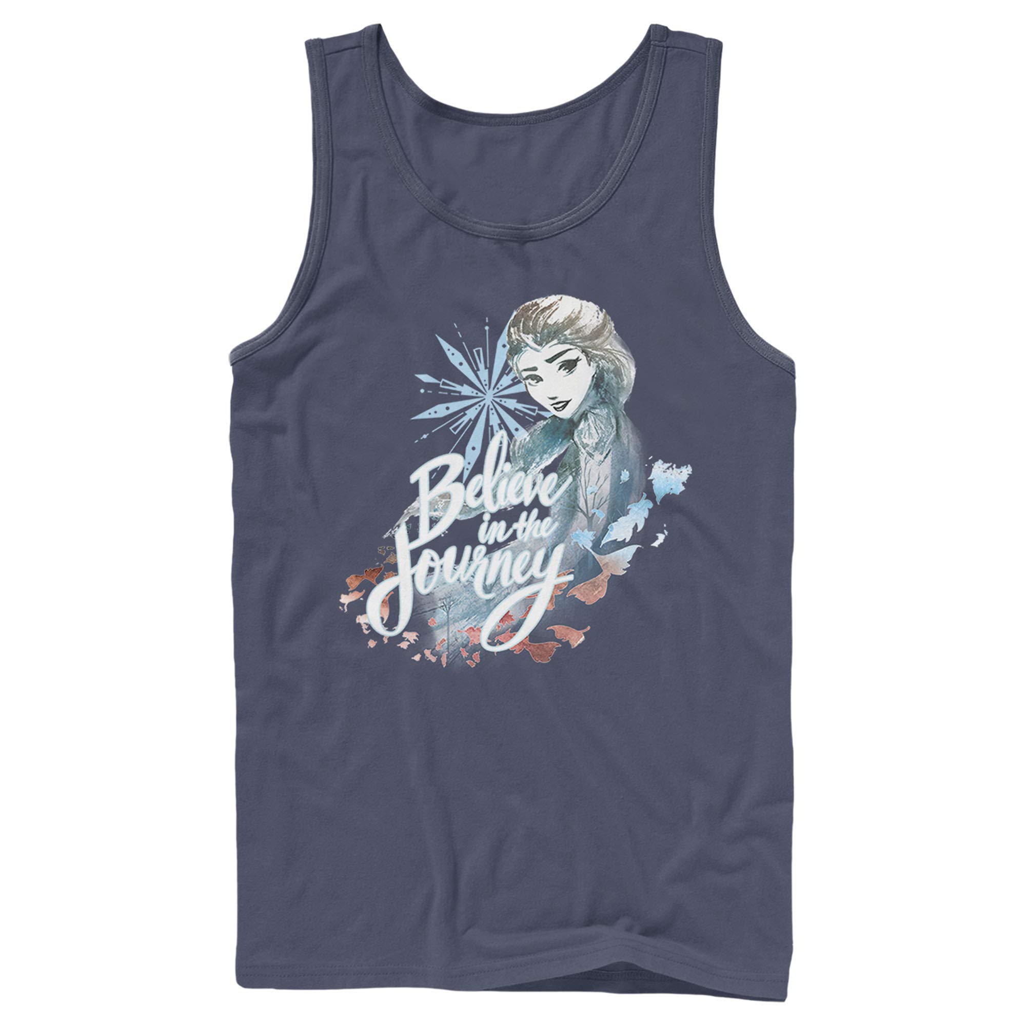 Fifth Sun Men's Frozen 2 Elsa Believe Watercolor Graphic Tank Top - Disney Movie Inspired Casual Summer Tee for Fans & Cosplay