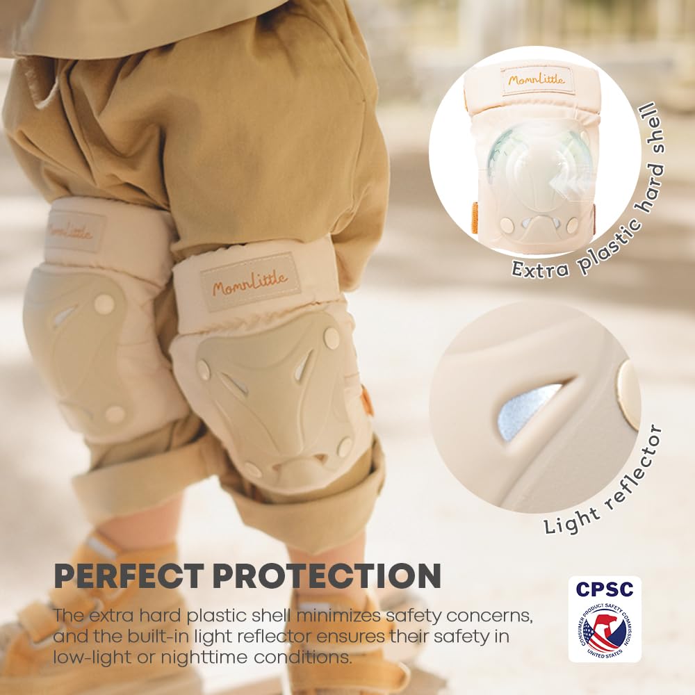 MomnLittle Kids Protective Gear Set - Knee Pads, Elbow Pads & Wrist Guards for Biking, Skateboarding, Scooter & Roller Skating - Safety Equipment for Boys & Girls - Perfect for Outdoor Sports & Playground Activities