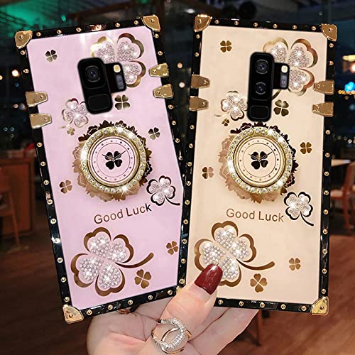 Samsung Galaxy S9 Plus Luxury Bling Diamond Glitter Soft TPU Case with Finger Ring Grip & Kickstand, Pink - Perfect for Women & Girls, Ideal for Everyday Use & Travel