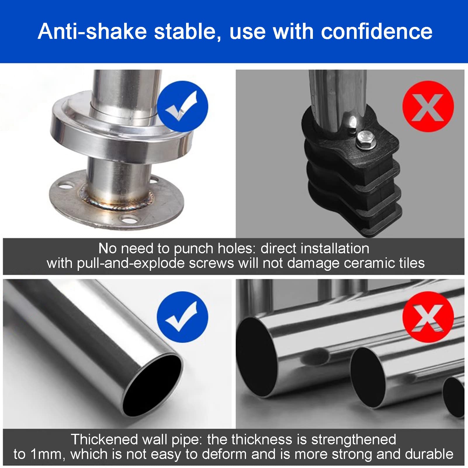 304 Stainless Steel Pool Handrail & Spa Stair Railing - 47x80cm Inground Pool Grab Bar with 330lbs Load Capacity - Perfect for Safe Entry/Exit & Poolside Support