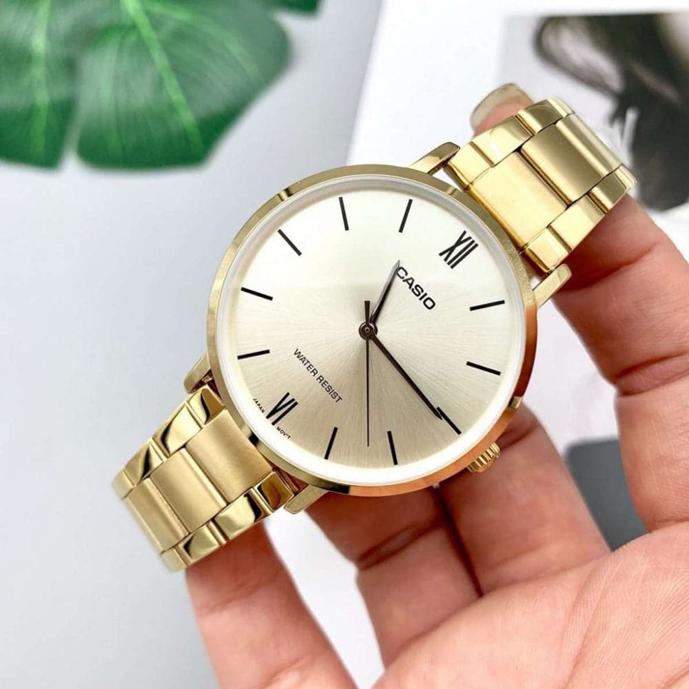 CASIO Analog LTP-VT01G-9BUDF Gold Stainless Steel Women's Watch - Elegant & Durable Timepiece for Everyday Wear, Office & Special Occasions