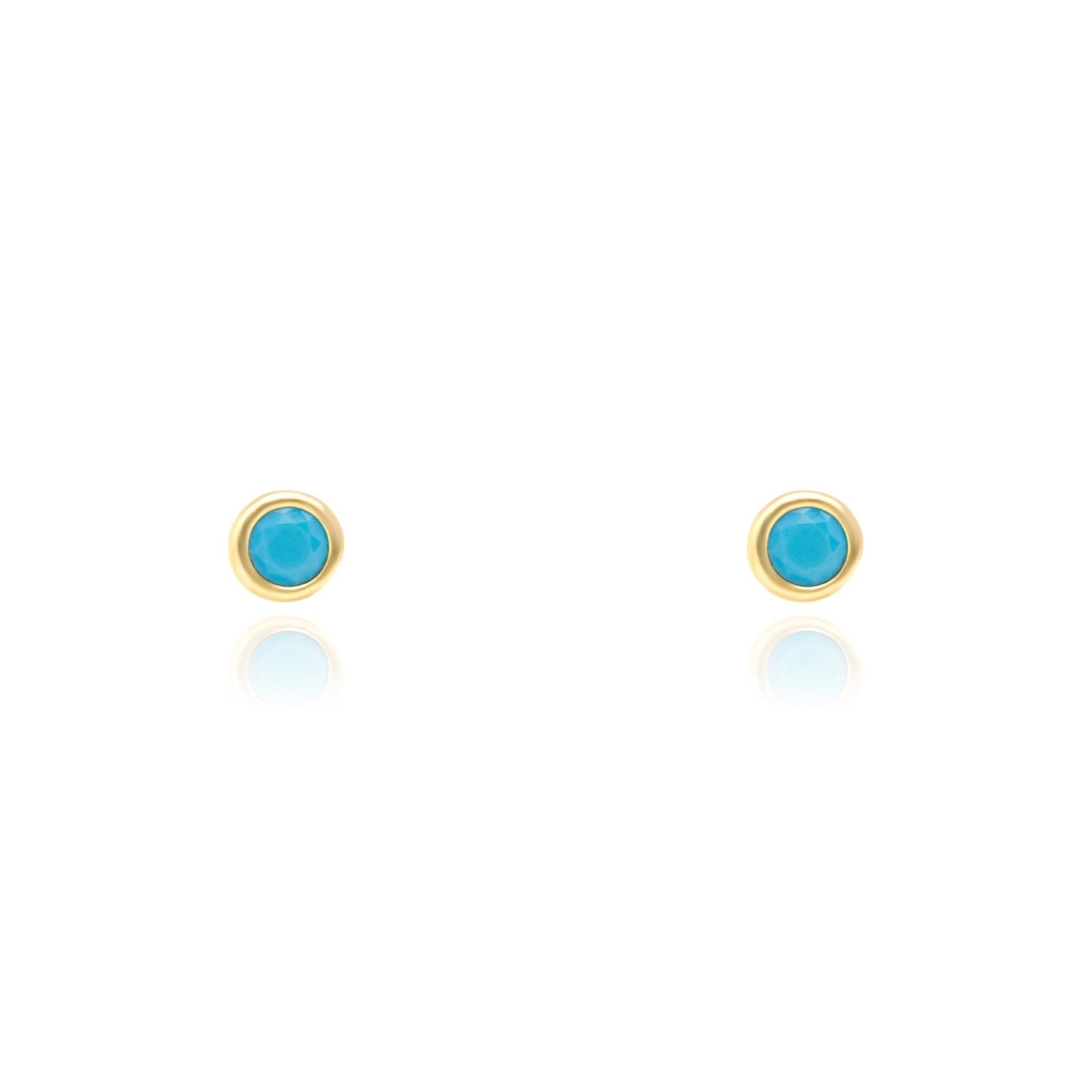 14k Yellow Gold Petite Turquoise Bezel Stud Earrings for Women | Dainty Everyday Jewelry, Gift for Her, Wedding & Special Occasion Accessories