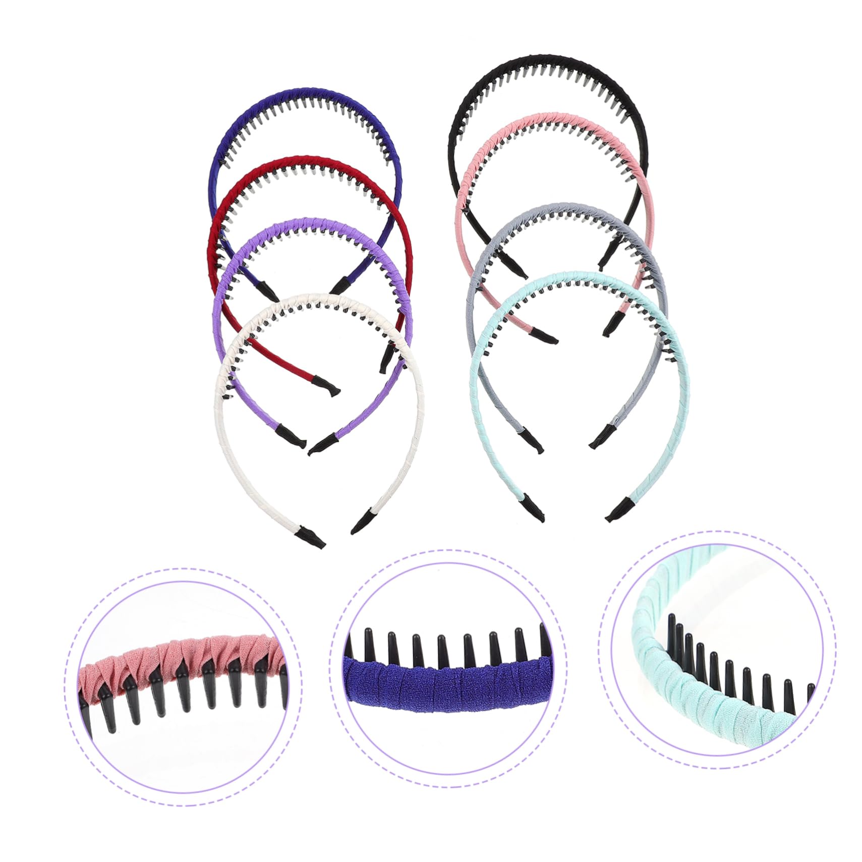 Beaupretty 2 Pack Non-Slip Teeth Comb Headbands for Women - Mixed Pattern Hair Clips & Curly Hair Accessories (8pcs x 2) - Perfect for Workouts, Yoga, Styling & Everyday Use