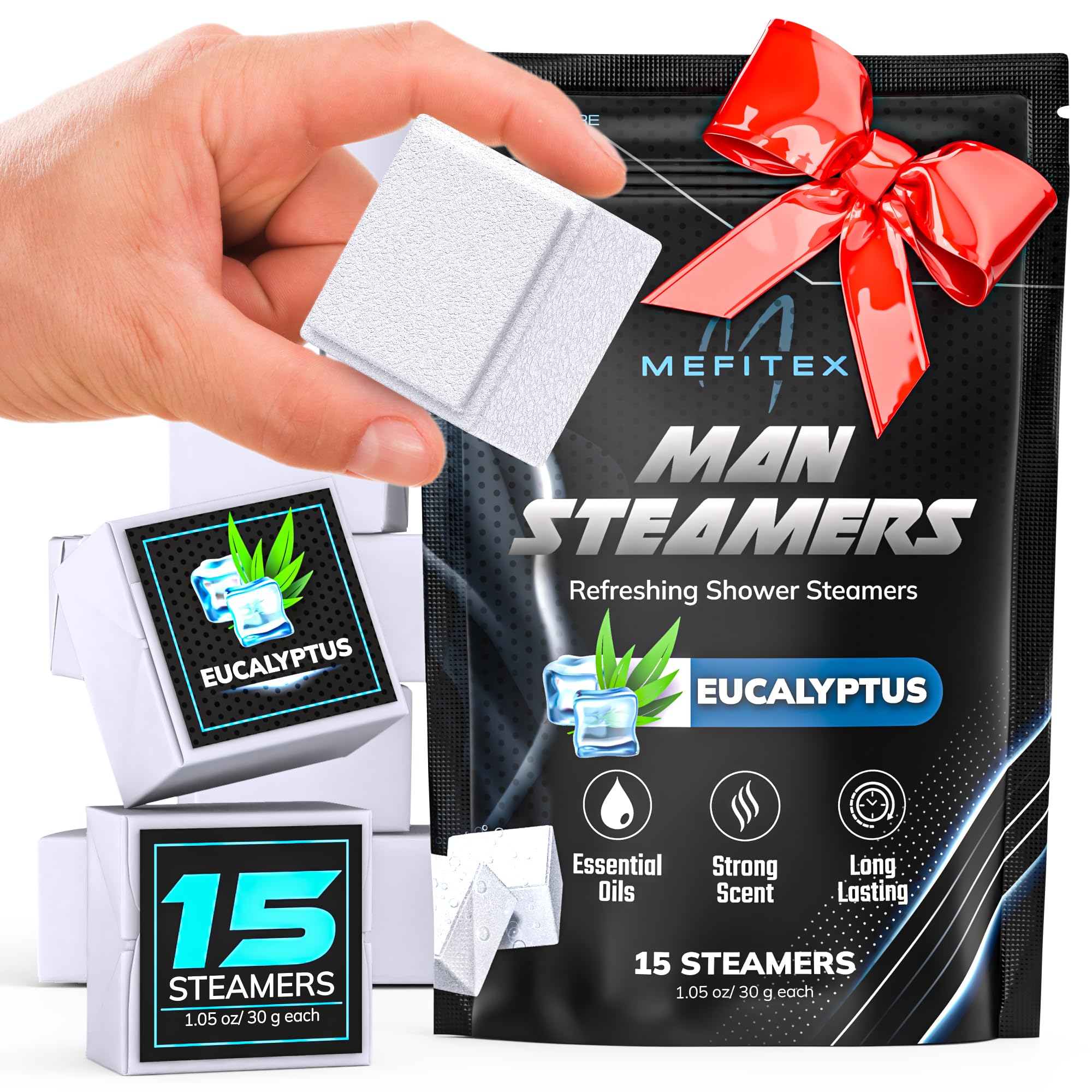 30 Pack Menthol Eucalyptus Aromatherapy Shower Steamers for Men - Relaxing Shower Tablets with Essential Oils for Stress Relief & Muscle Relaxation - Perfect for Post-Workout, Cold & Flu Season