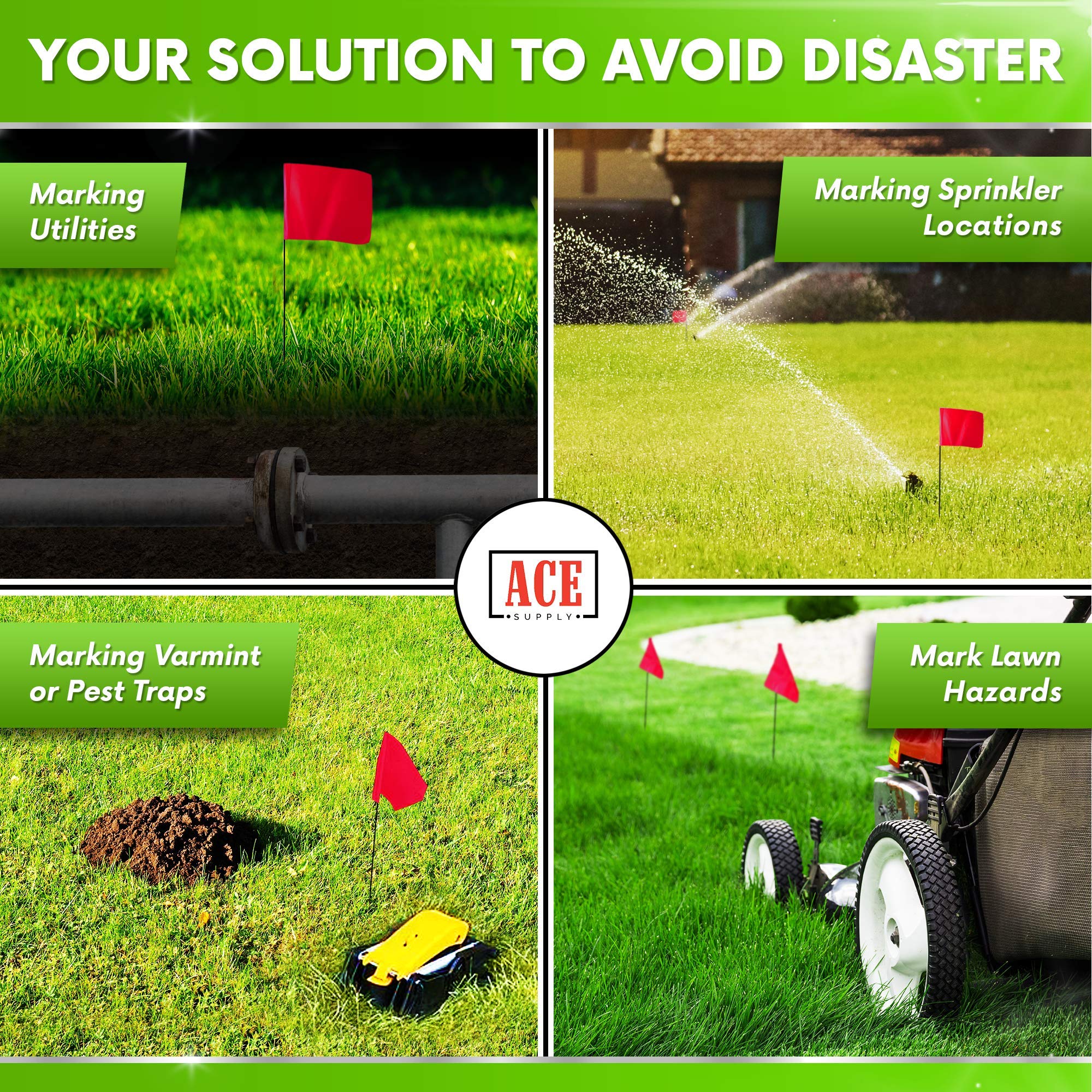 1000 Pack Red Marking Flags - 4x5x21 Inch Yard Markers for Lawn, Irrigation, Survey & Landscaping - Durable Red Flags for Sprinkler Head Marking & Utility Location (Perfect for Construction, Gardening & Property Boundary Identification)