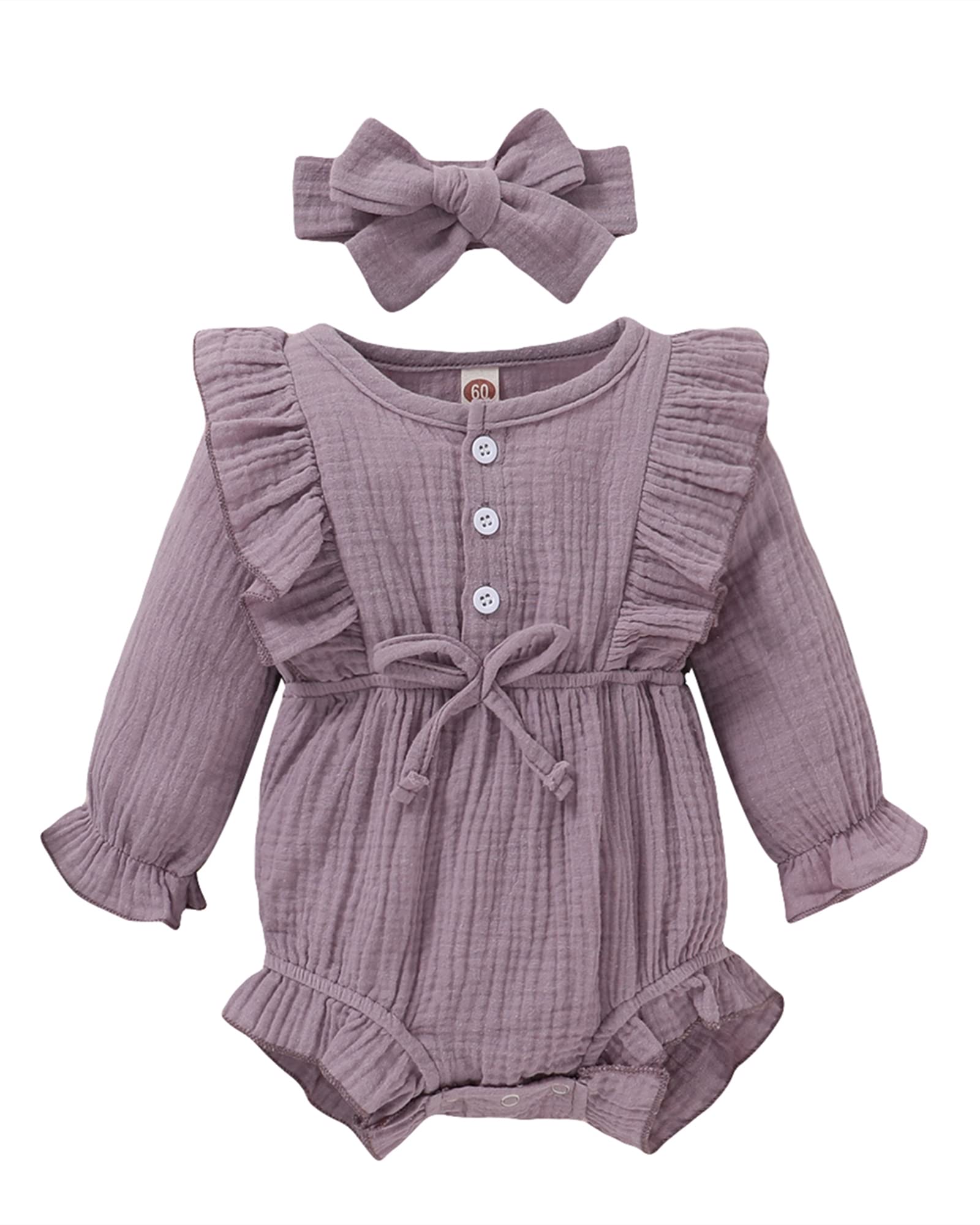 Newborn Baby Girl Romper - Soft Cotton Long Sleeve Jumpsuit for Infants | Fall & Winter Outfits | Perfect for Family Photos, Holiday Gatherings & Daily Wear