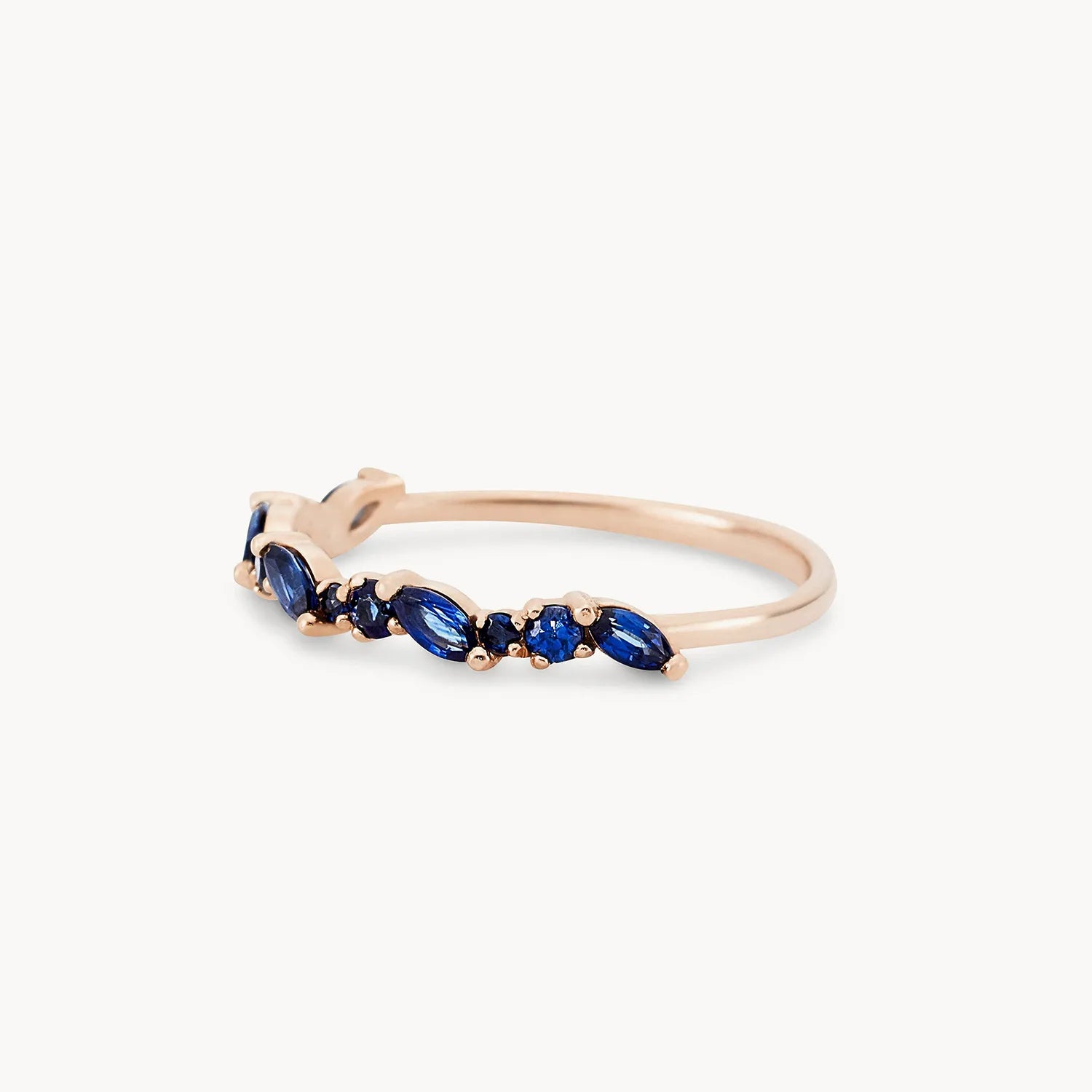 14K Rose Gold Reverie Band with Genuine Blue Sapphire - Elegant Stackable Ring for Women, Perfect for Weddings, Anniversaries & Everyday Wear