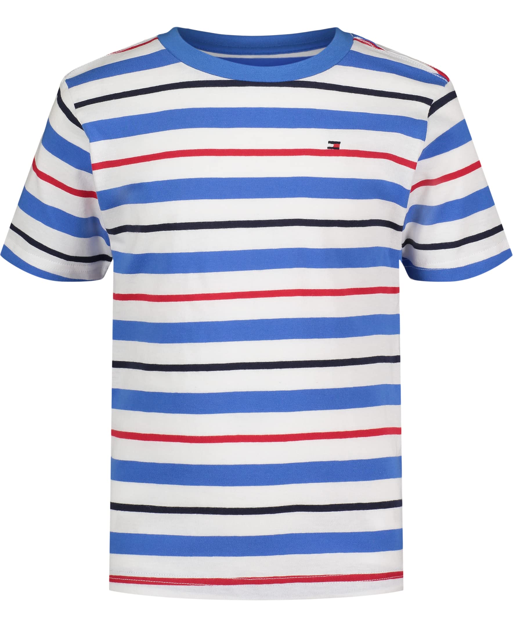 Tommy Hilfiger Boys' Striped Short Sleeve Crew Neck T-Shirt - Casual Cotton Tee for Everyday Wear, School & Playtime