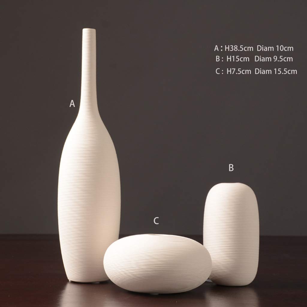 3-Piece Ceramic Vase Set - Mini Decorative Vases for Home & Office Decor - White Tabletop & Bookshelf Ornaments - Perfect Gift for Housewarming, Wedding & Interior Design