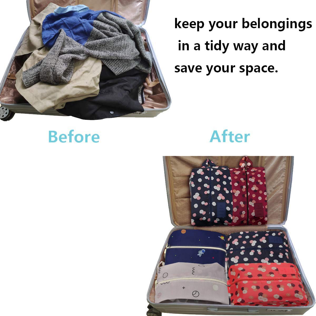 Waterproof Travel Shoe Bags - Portable Shoe Storage Pouch with Handle for Men & Women | Perfect for Gym, Vacation & Business Trips