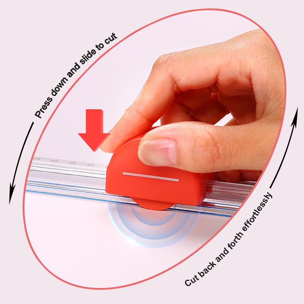 12 Inch Paper Cutter Trimmer - Ultra-Light Straight Blade Scrapbooking Tool for Wrapping Paper, Fabric & Crafts (Transparent/Red) | Perfect for DIY Projects, Gift Wrapping & Home Office Use