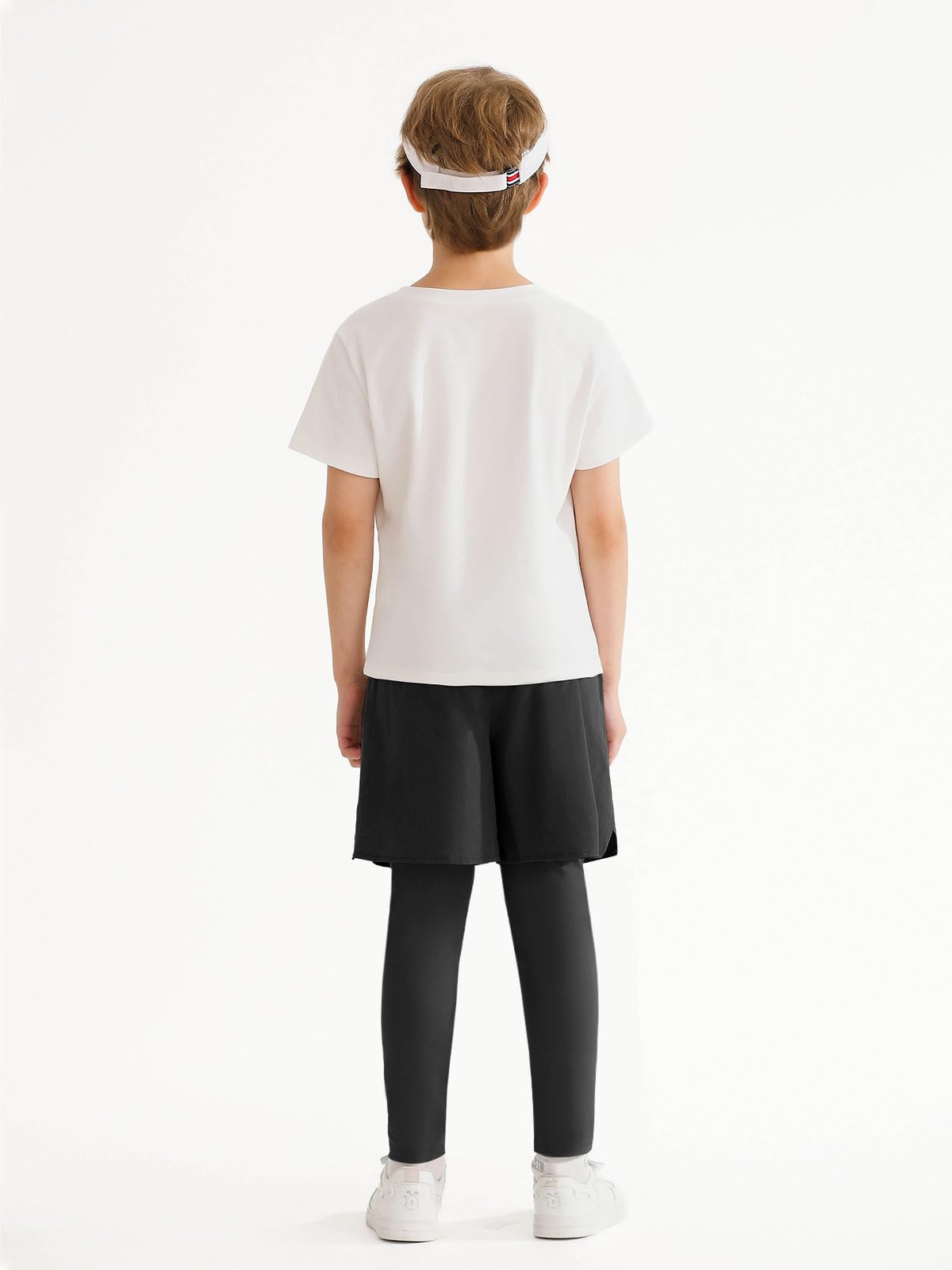 Haloumoning Boys 2-in-1 Athletic Leggings with Built-in Shorts & Pockets - Breathable Running Pants for Kids Ages 5-14 - Perfect for Sports, Gym Class & Outdoor Play