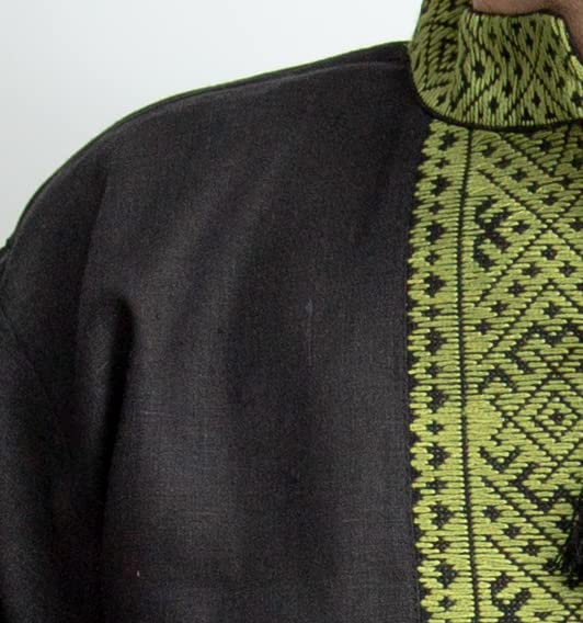 Men's Black Linen Vyshyvanka Shirt with Red & White Embroidery - Sizes S to 3XL - Valentine's Day Gift for Him - Perfect for Ukrainian Festivals, Cultural Events & Date Nights