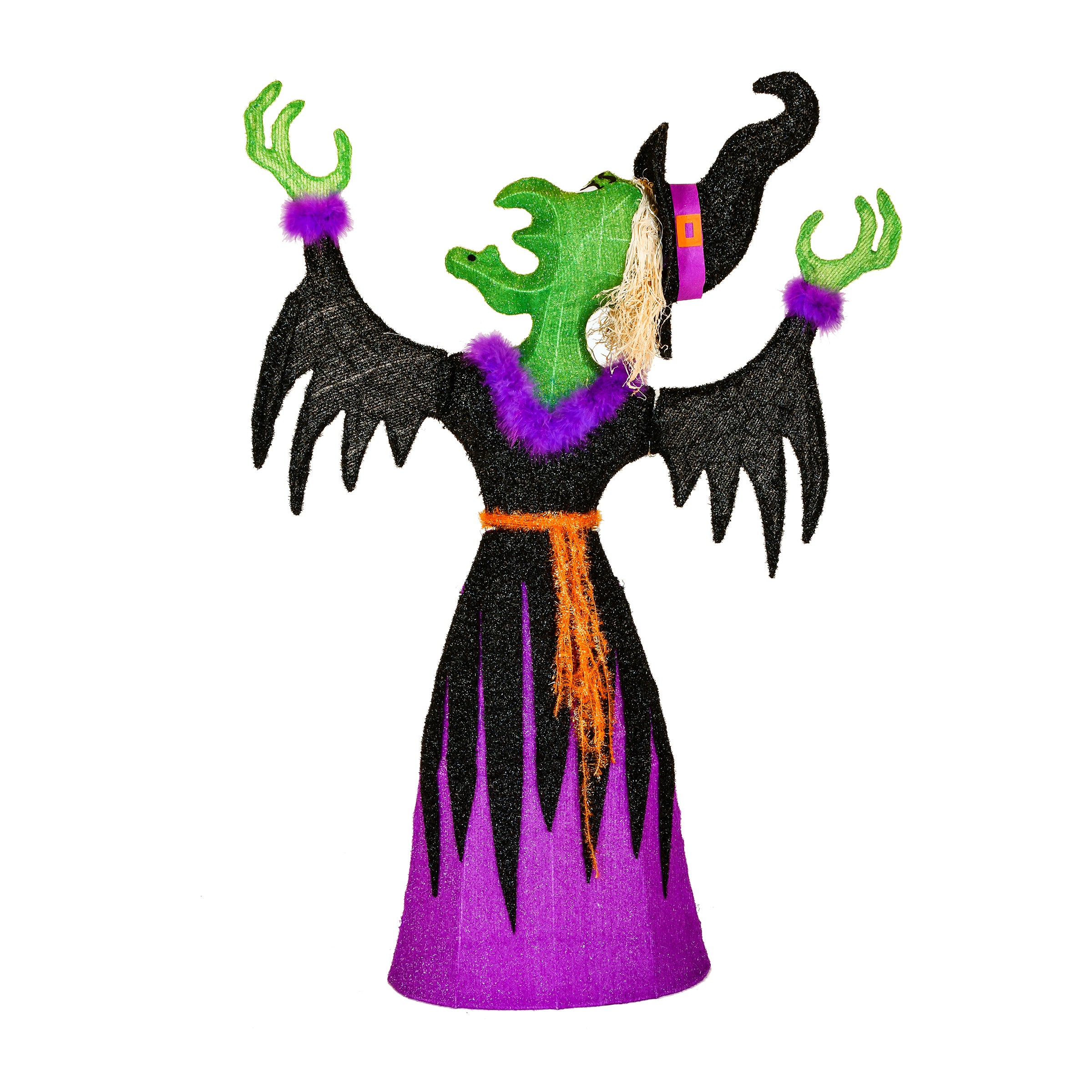 47 Inch Halloween LED Lighted Cackling Green Witch Outdoor Lawn Decoration - Spooky Yard Decor for Halloween Party & Haunted House