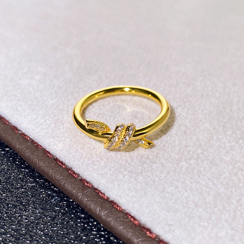 Elegant Gold Plated Twisted Knot Ring for Women - HR1241 | Perfect for Weddings, Parties & Everyday Fashion Accessories