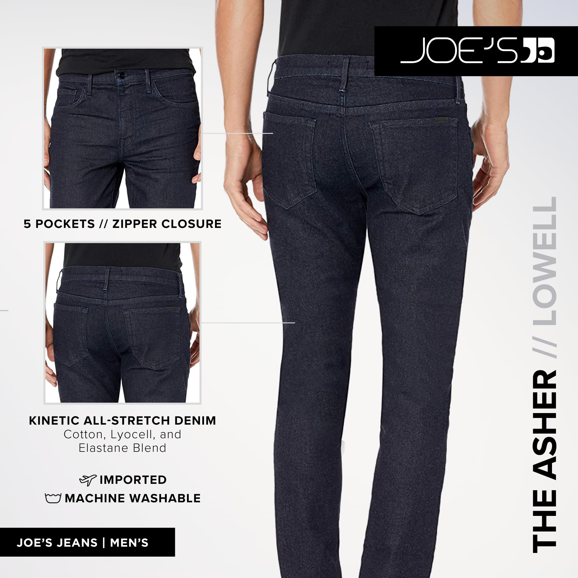 Joe's Jeans Men's Asher Slim Fit Stretch Denim Jeans - Comfortable & Stylish for Casual Wear, Night Out, and Everyday Fashion