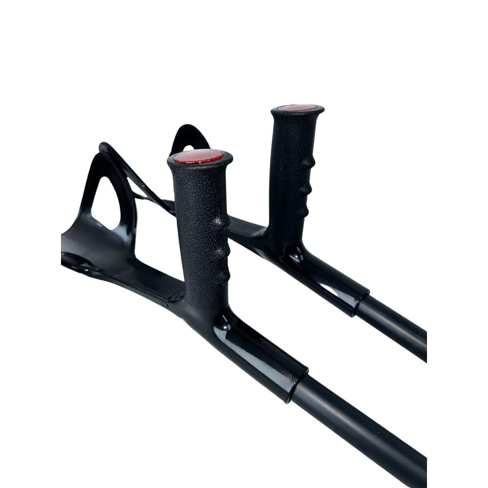 OrthoStix Matte Black Folding Half Cuff Forearm Crutches for Adults - 4 Inch Cuff Size, Adjustable Lofstrand Crutches (Pair) - Ideal for Mobility Support, Injury Recovery & Daily Use
