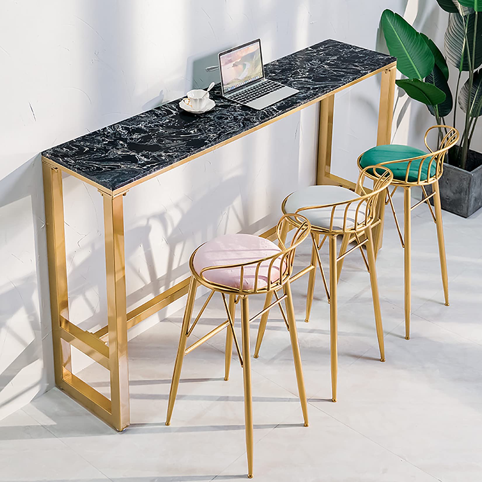 Velvet Bar Stools with Backrest & Metal Footrest - Adjustable Height Kitchen Counter Chairs for Breakfast Nook, Home Bar & Dining Room - Set of 2 Modern High Stools