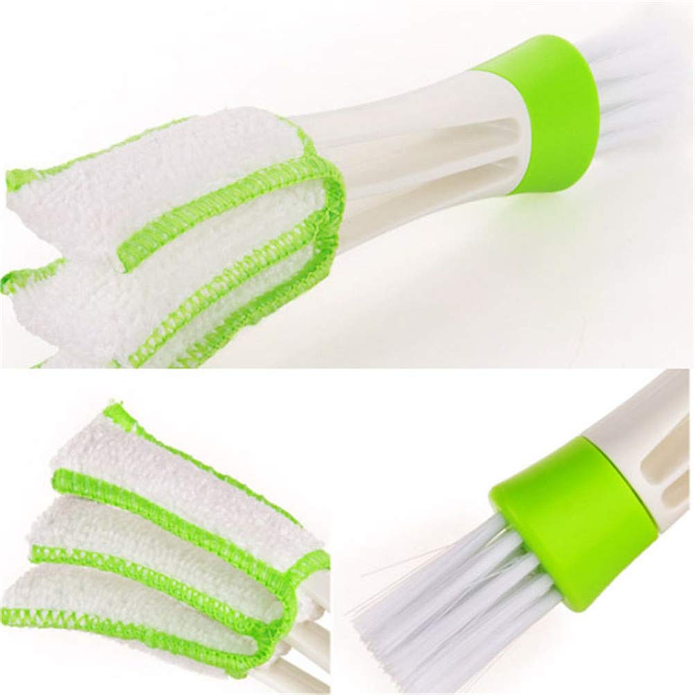 Flybloom Green Dual-Headed Cleaning Brush - Car AC Vents, Dashboard, Keyboard Dust Removal Tool | Perfect for Home, Office & Car Cleaning