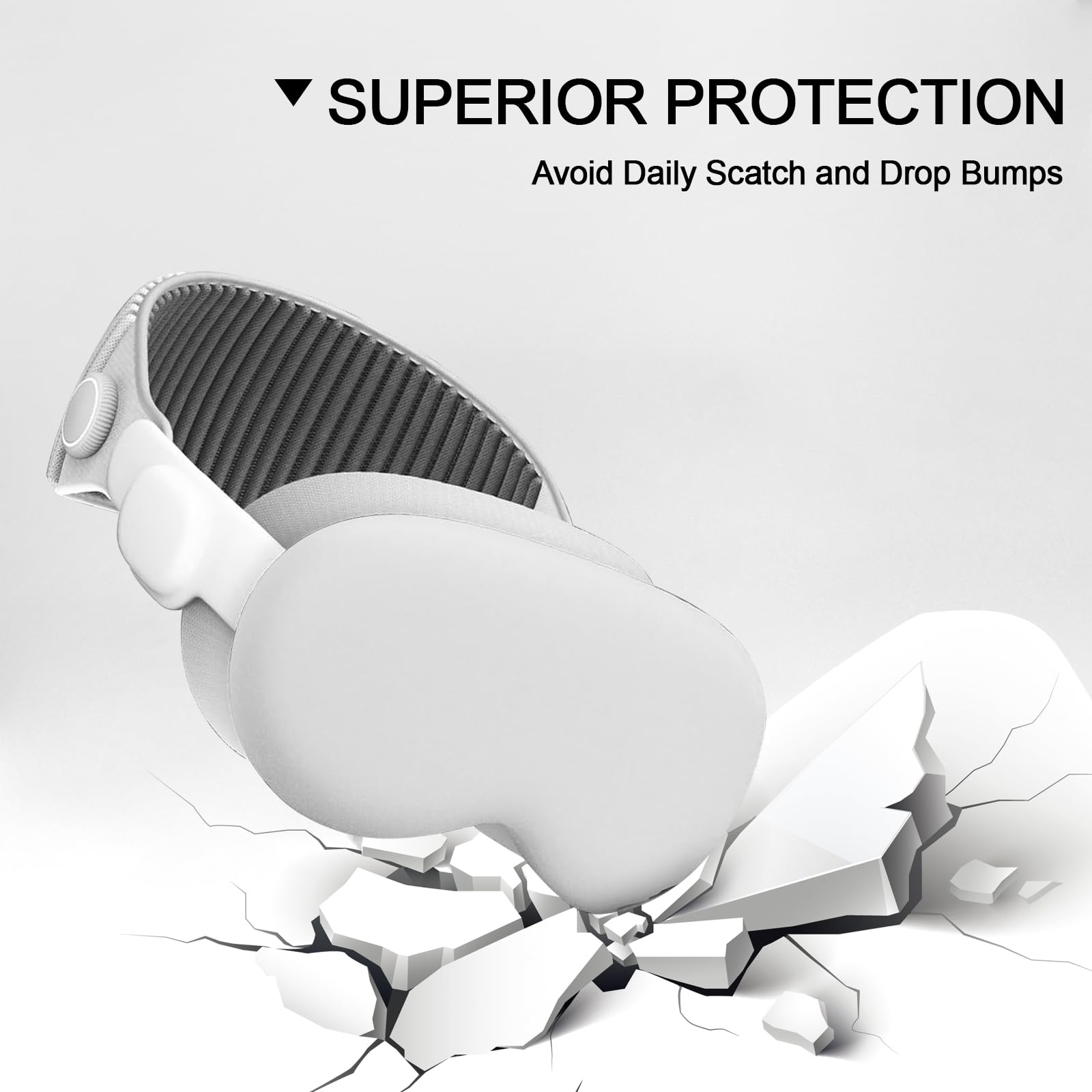 Apple Vision Pro VR Headset Case Cover Set - Soft Silicone Protector & Tempered Glass Screen Protector | 100% Compatible with Vision Pro Accessories | Perfect for Travel, Gaming & VR Protection (White)