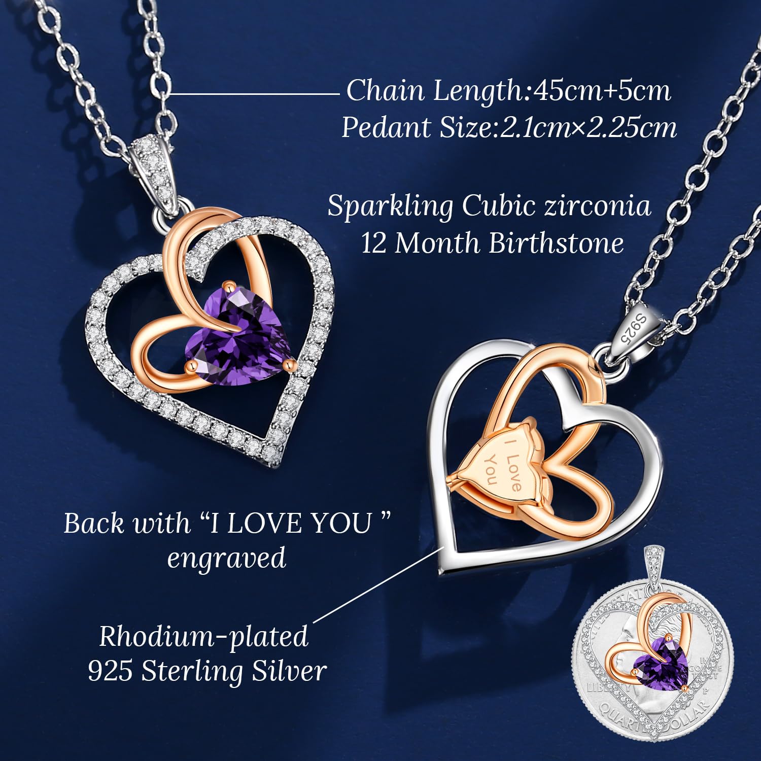 Romantic 2 Carat Moissanite Heart Necklace for Women - 925 Sterling Silver Fine Jewelry - Perfect Birthday, Anniversary & Christmas Gift for Wife, Mom, Girlfriend - Elegant Jewelry for Date Night, Wedding & Special Occasions