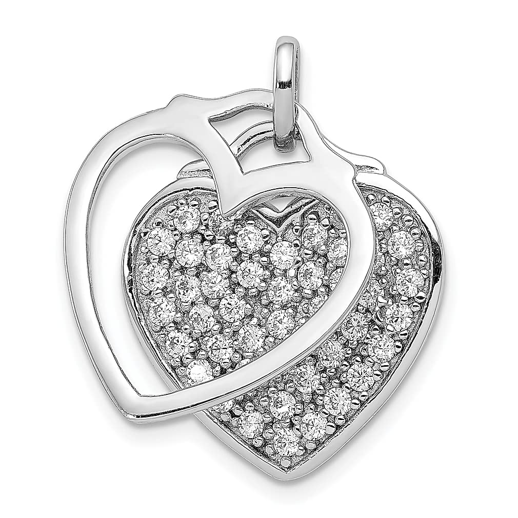 925 Sterling Silver Heart Pendant Necklace with Cubic Zirconia - Two Piece Love Charm Jewelry Set for Women | Perfect Gift for Her, Anniversary, Valentine's Day & Special Occasions