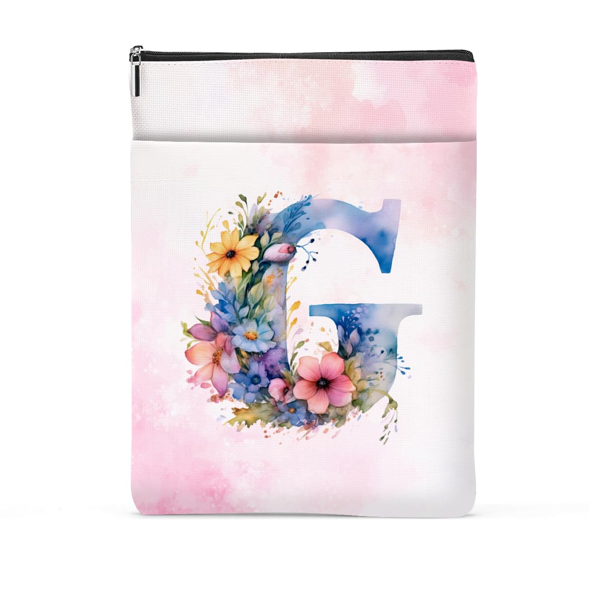 Personalized Floral Book Sleeve with Zipper - Custom Monogrammed Book Cover Protector for Women & Girls | Perfect Gift for Book Lovers, Bachelorette Parties, Bridal Showers, Graduations & Birthdays | Great for Reading, Travel & Daily Commute