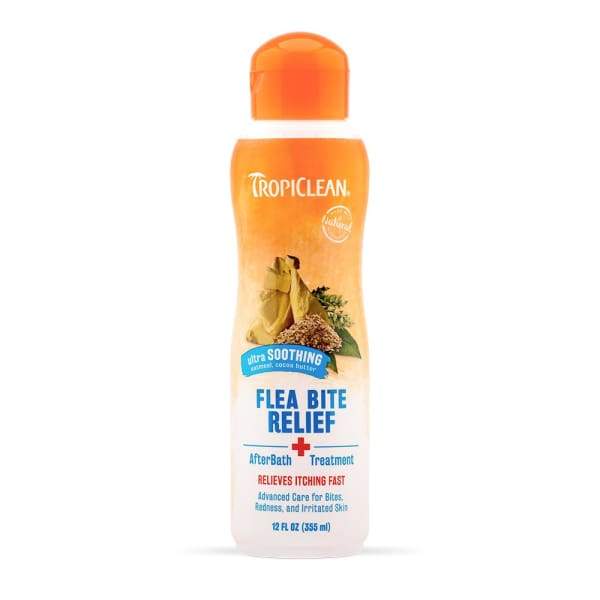 Tropiclean Natural Flea & Tick Bite Relief After Bath Treatment for Dogs & Cats - 12oz | Soothing Itch Relief | Post-Bath Care for Pets