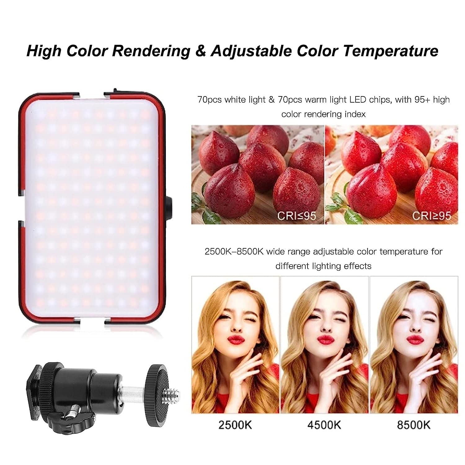2 Pack LED Fill Light - Dimmable Portable Photography Lighting for Camera, Video, YouTube - Perfect for Indoor & Outdoor Shooting, Vlogging, Studio Work
