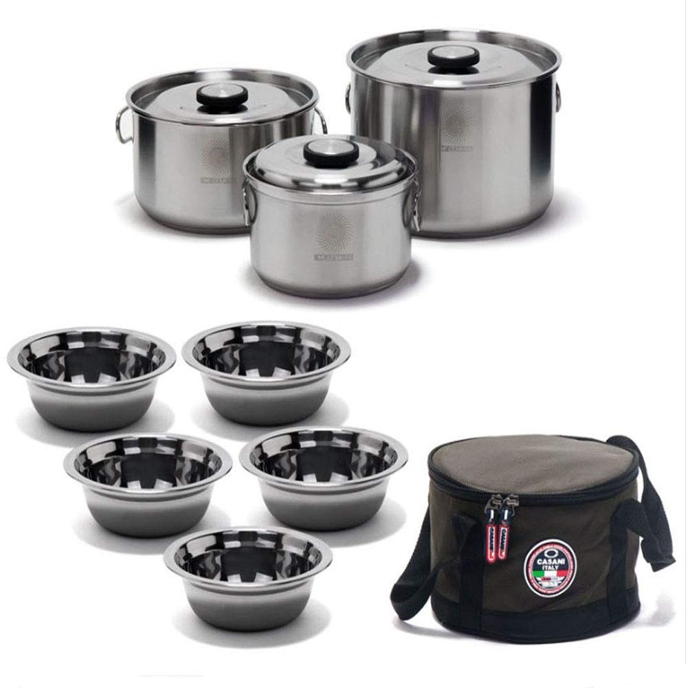 CASANI COPEL 10-Piece Camping Cookware Set for 3-4 People - Lightweight Non-Stick Pots & Pans for Backpacking, Hiking & Outdoor Adventures