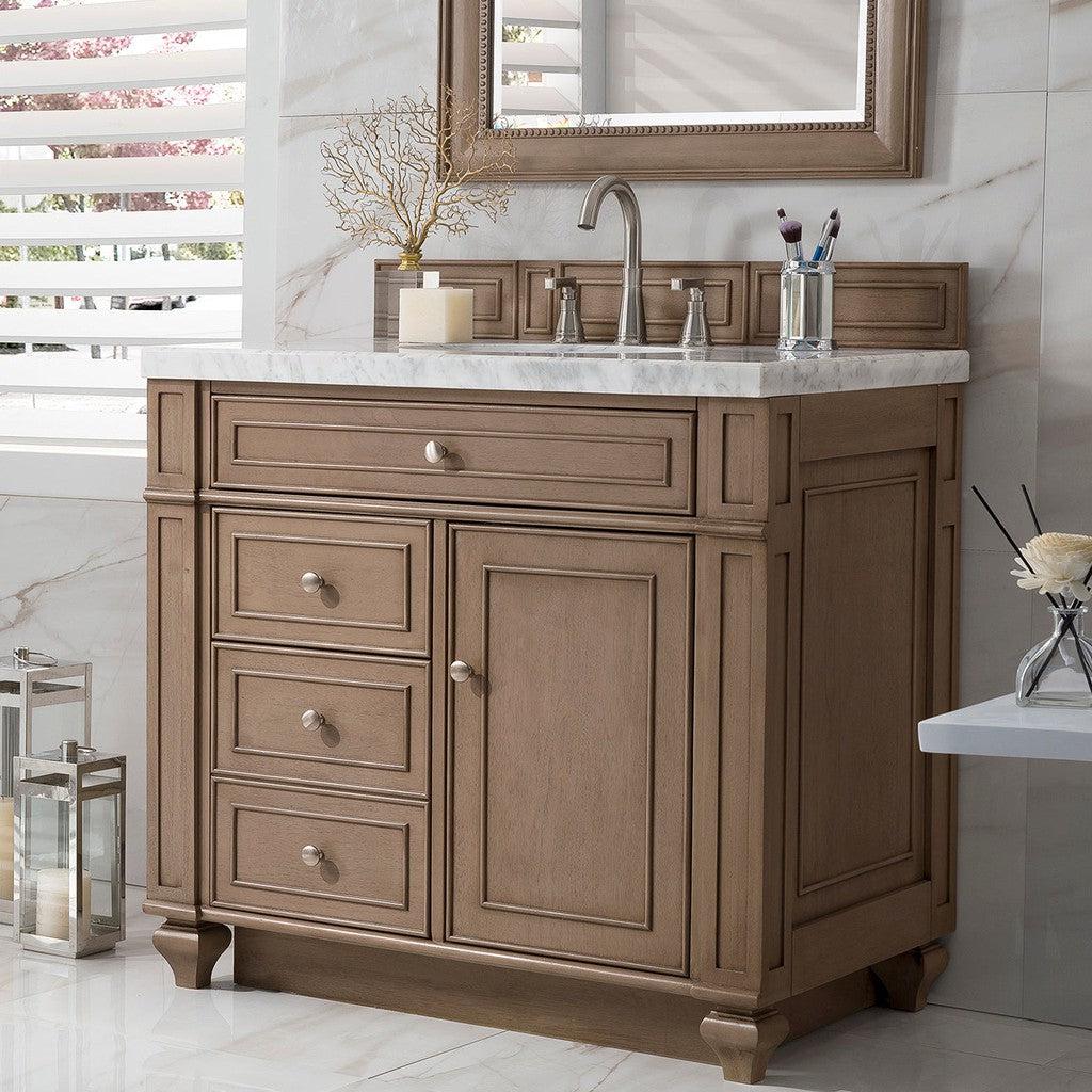 James Martin Vanities Bristol Collection 36 Inch Single Bathroom Vanity in Whitewashed Walnut with Countertop Options - Perfect for Modern Bathroom Renovations and Home Upgrades